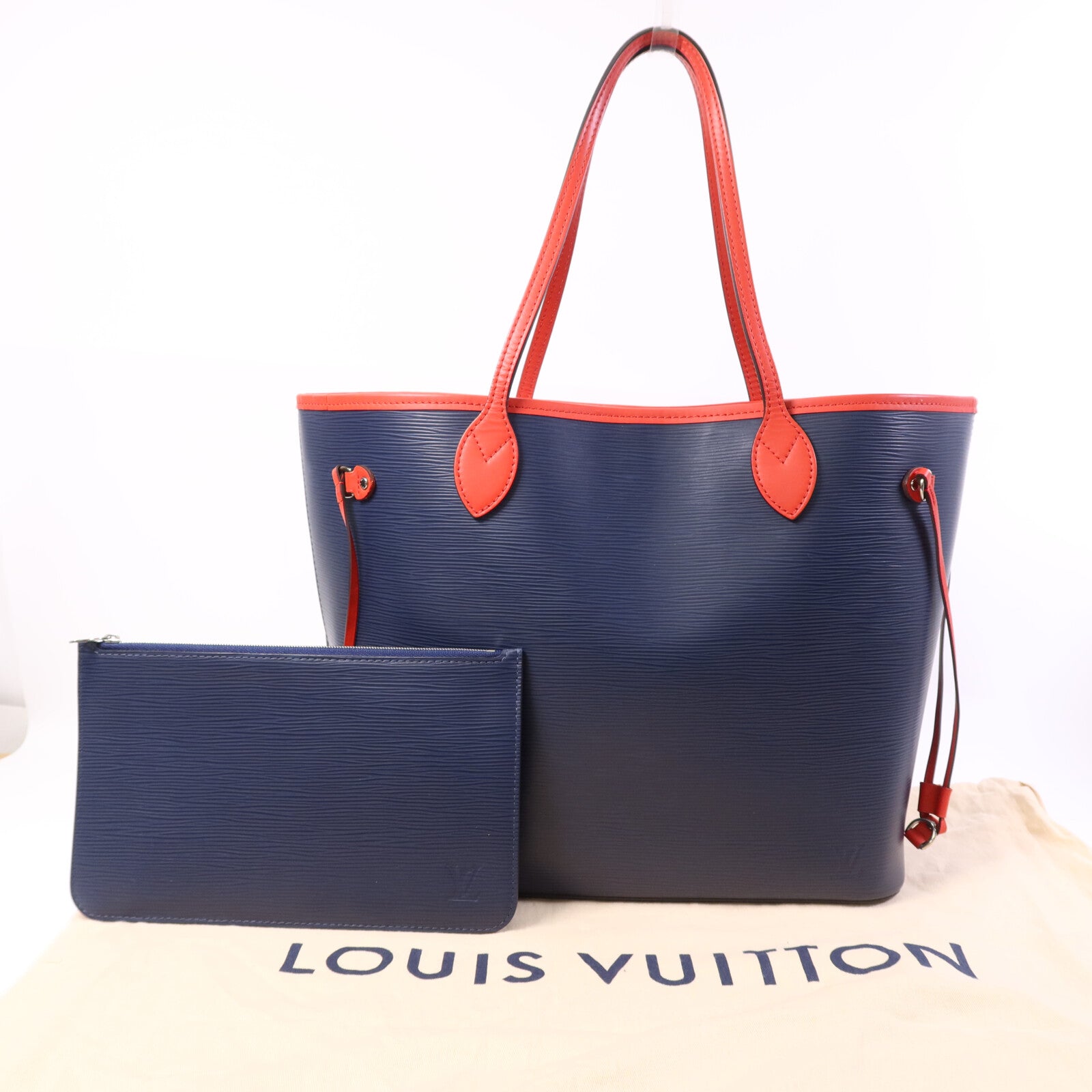 LOUIS VUITTON Epi Neverfull MM銀扣肩背袋