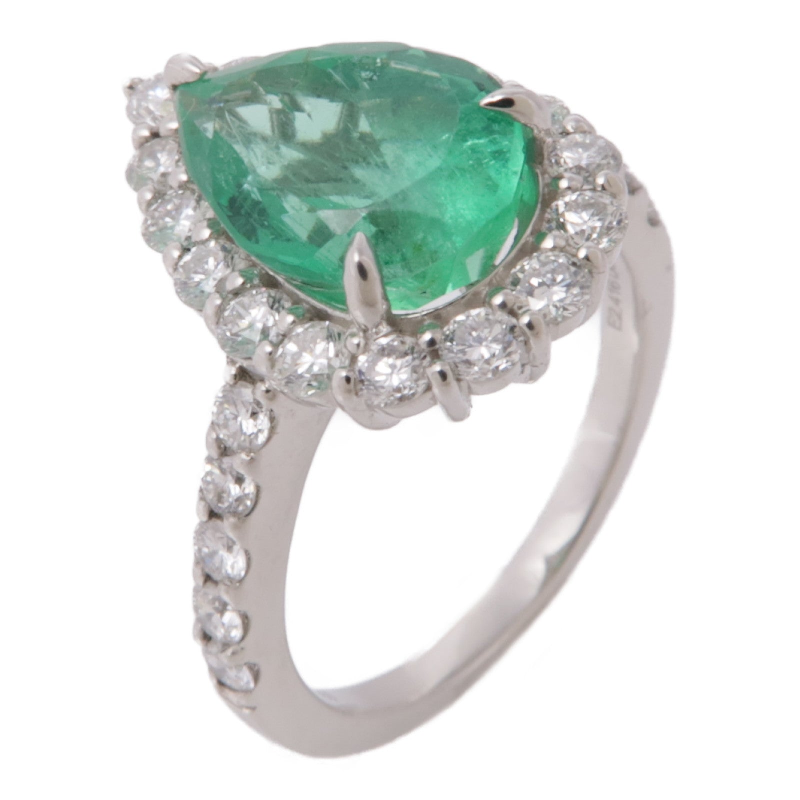 JEWELRY PT900鉑金Emerald/Diamond Ring綠寶石/鑽石戒指US#5.5