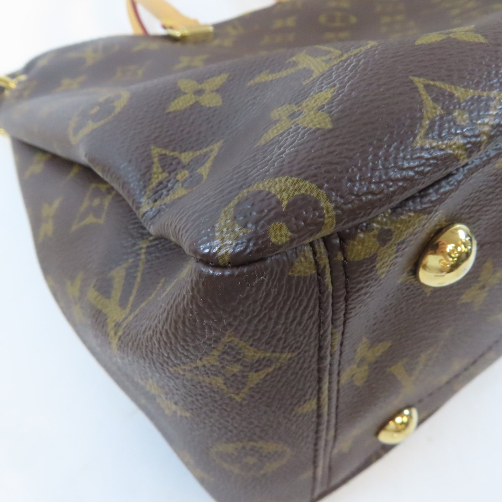 LOUIS VUITTON Monogram Pallas MM金扣手挽肩背兩用袋啡色/紅色