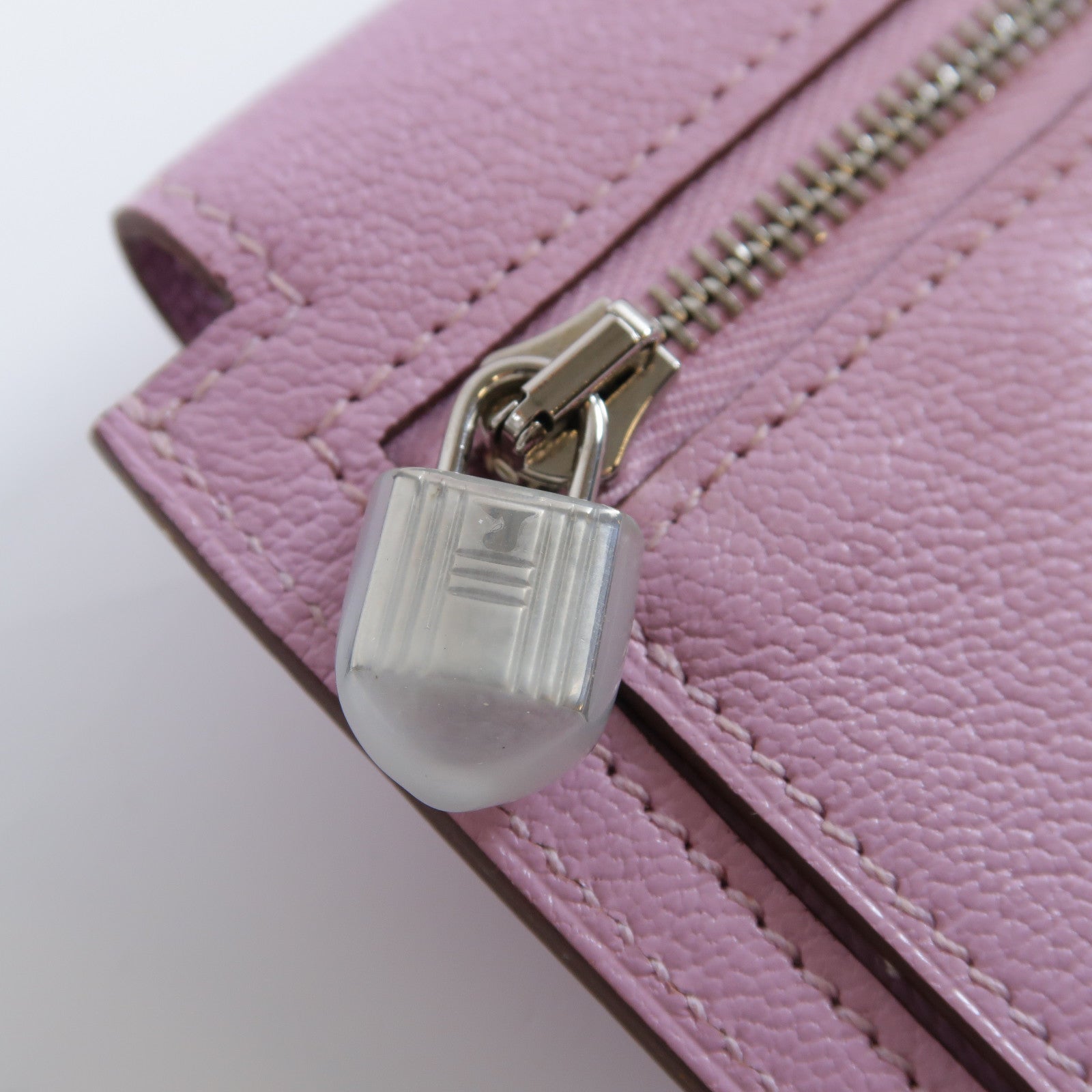 HERMES 【激減優惠】Chevre皮革Kelly Pocket金扣卡片套/零錢包Mauve Sylvestre錦葵紫色