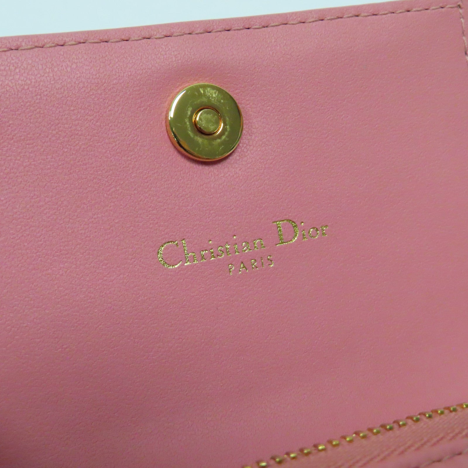 Dior 【激減優惠】羊皮皮革Card Case金扣卡片套粉紅色