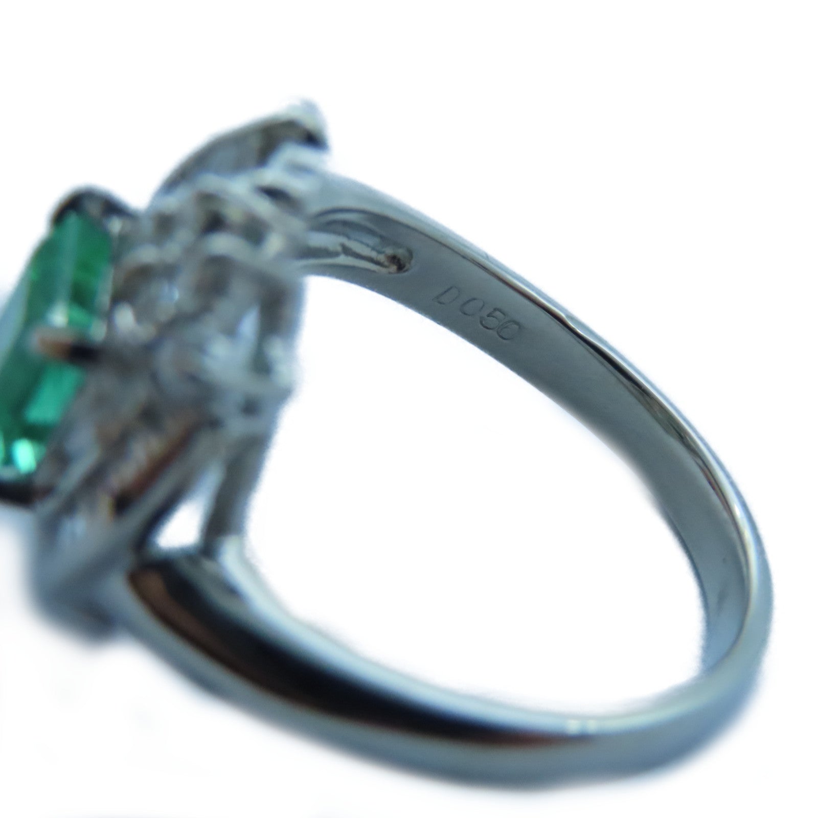 JEWELRY PT900白金Emerald/Diamond Ring 1.15ct綠寶石/0.50ct鑽石戒指US#6