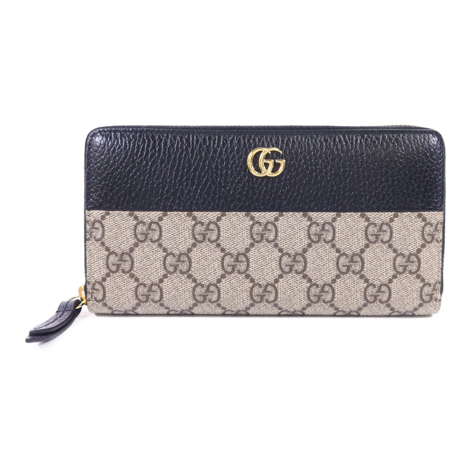 GUCCI 塗層帆布/牛皮皮革GG Marmont Long Wallet金扣長錢包