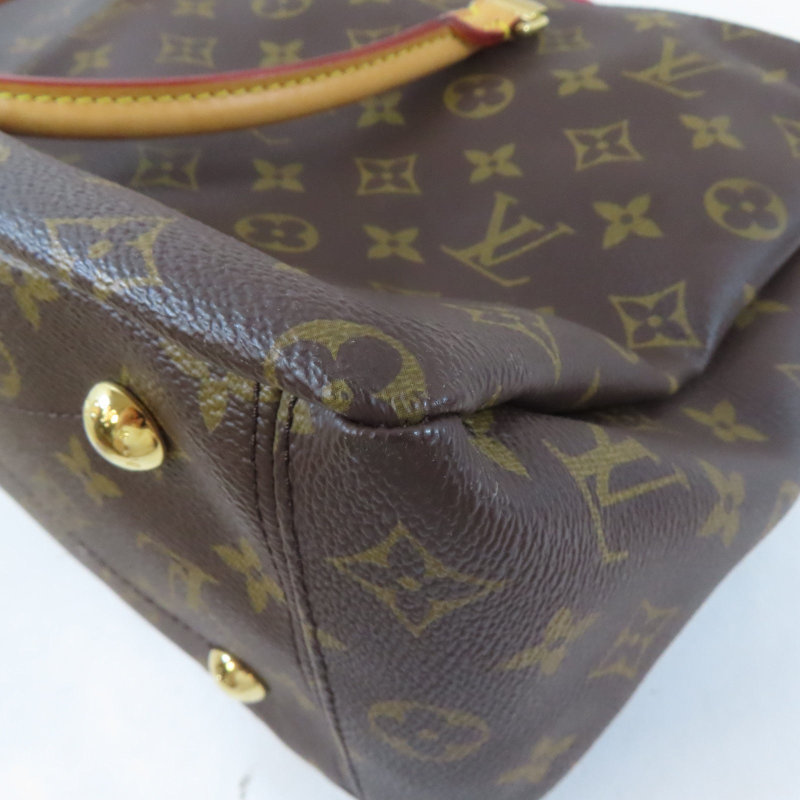 LOUIS VUITTON Monogram Pallas MM金扣手挽肩背兩用袋啡色/紅色