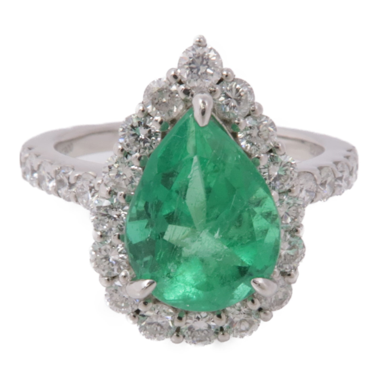 JEWELRY PT900鉑金Emerald/Diamond Ring綠寶石/鑽石戒指US#5.5