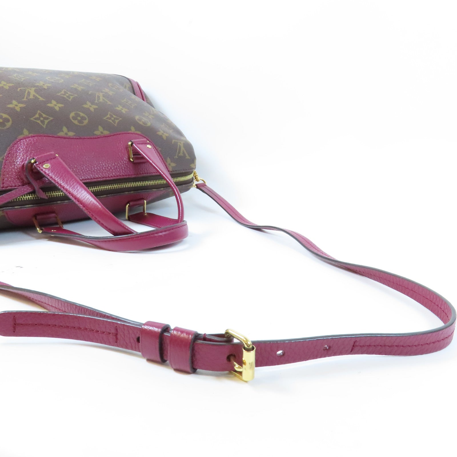 LOUIS VUITTON Monogram Retiro GM金扣手挽肩背兩用袋啡色/紅色