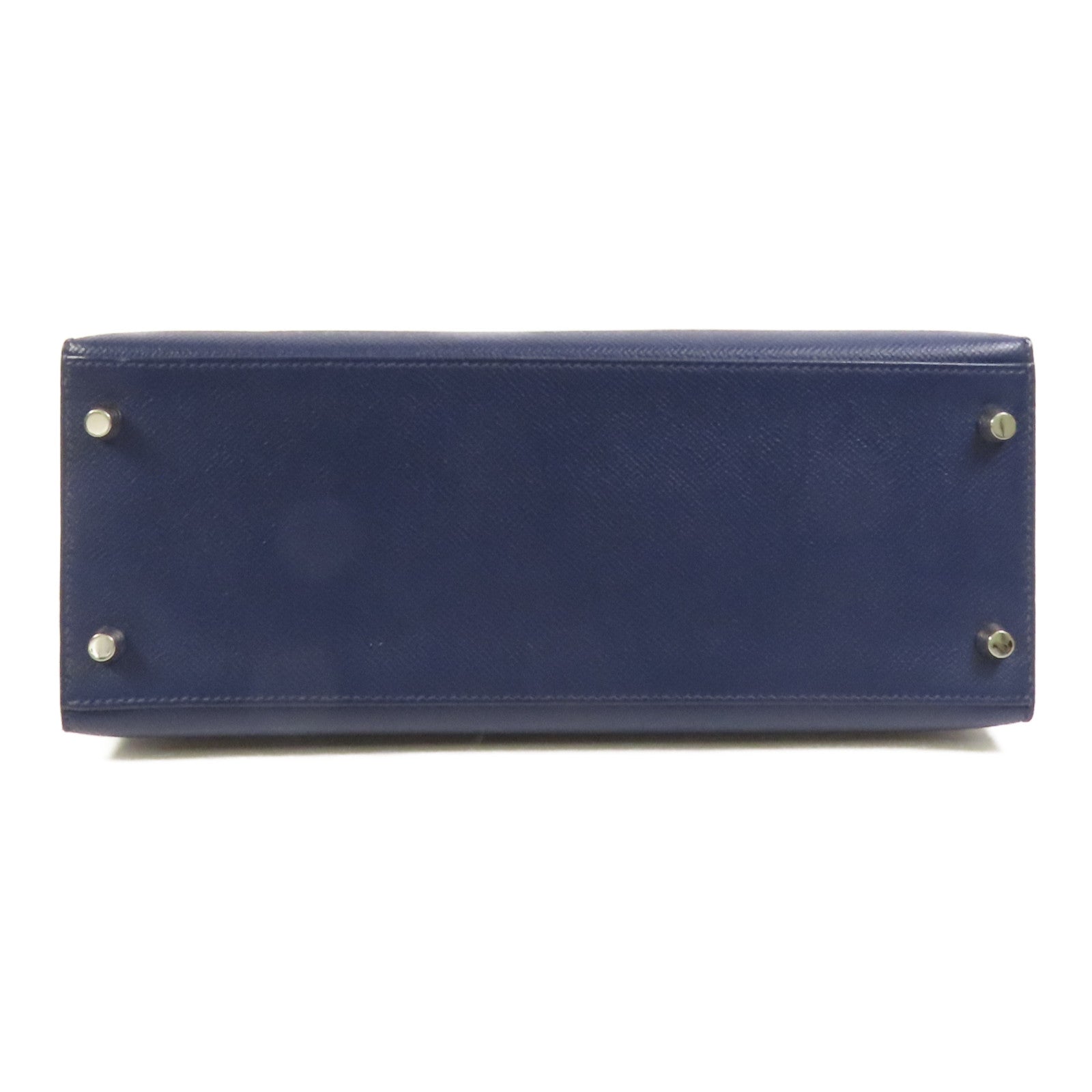 HERMES Epsom皮革Kelly 28銀扣手挽肩背兩用袋Bleu Saphir