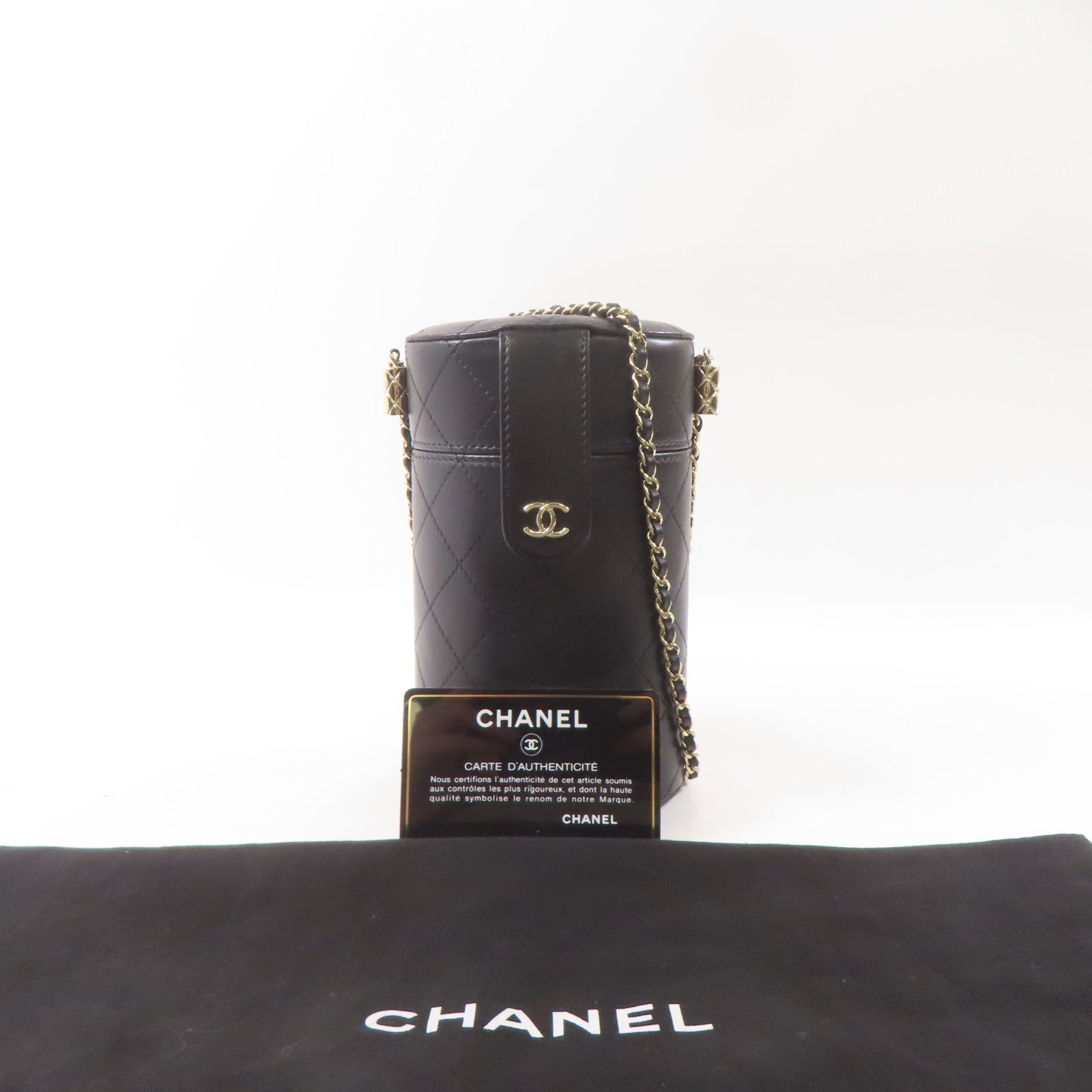 CHANEL 【激減優惠】牛皮皮革Chain Shoulder金扣鏈帶肩背袋黑色