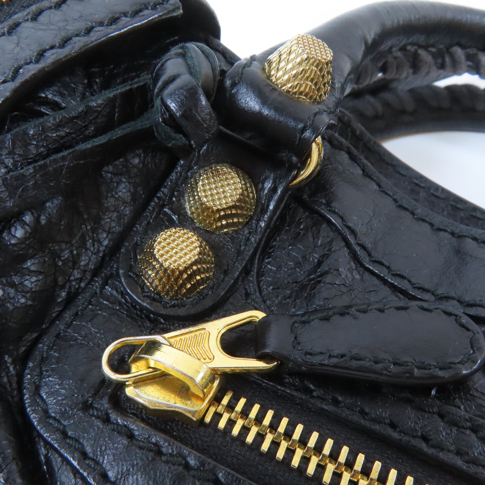 BALENCIAGA 羊皮皮革Mini City金扣手挽肩背兩用袋黑色