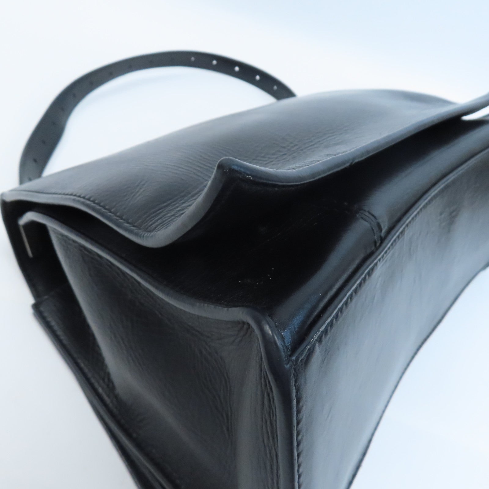 BALENCIAGA 羊皮皮革Crush銀扣肩背袋黑色