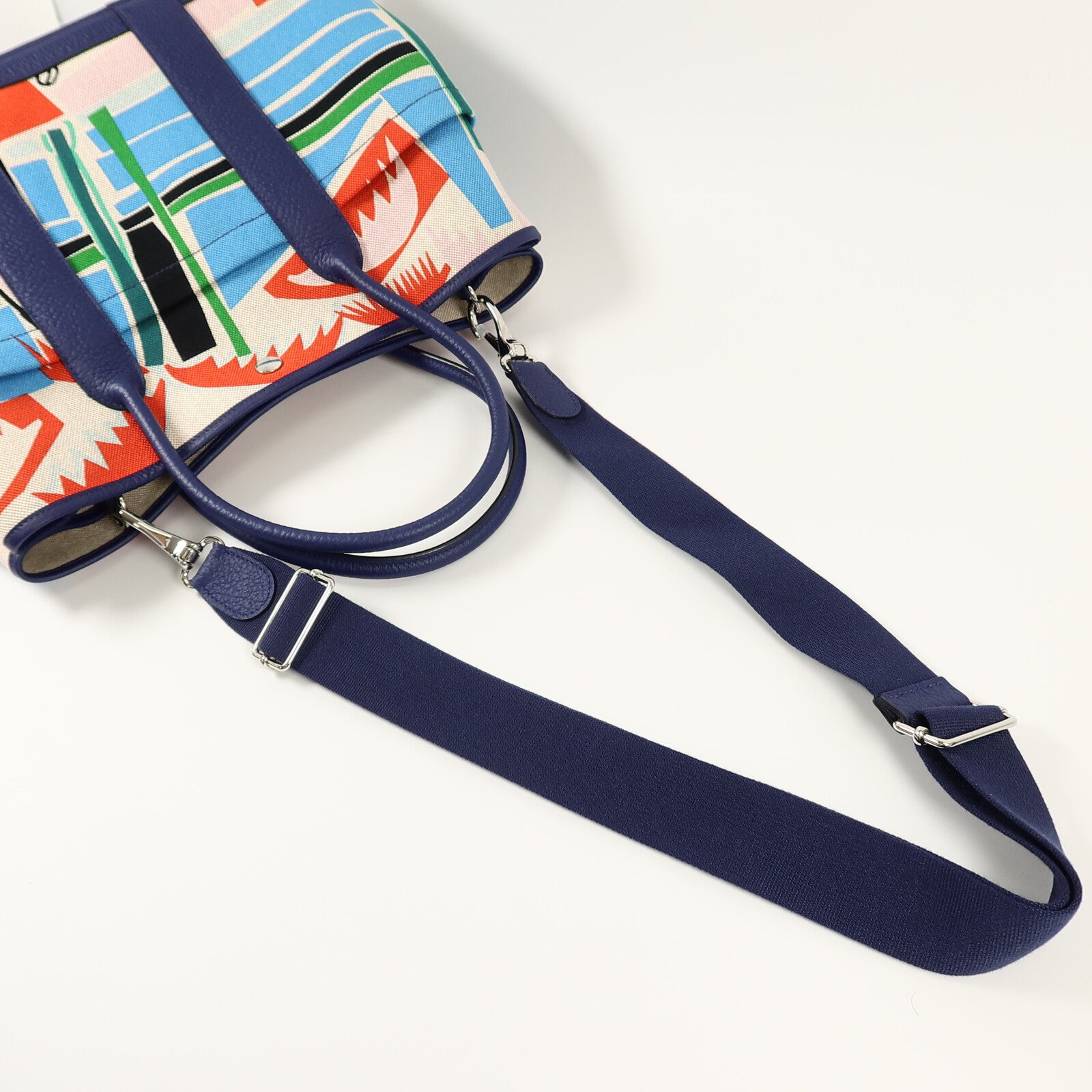 HERMES Canvas/Negonda皮革Garden Party PM Pocket手挽肩背兩用袋Multi Color