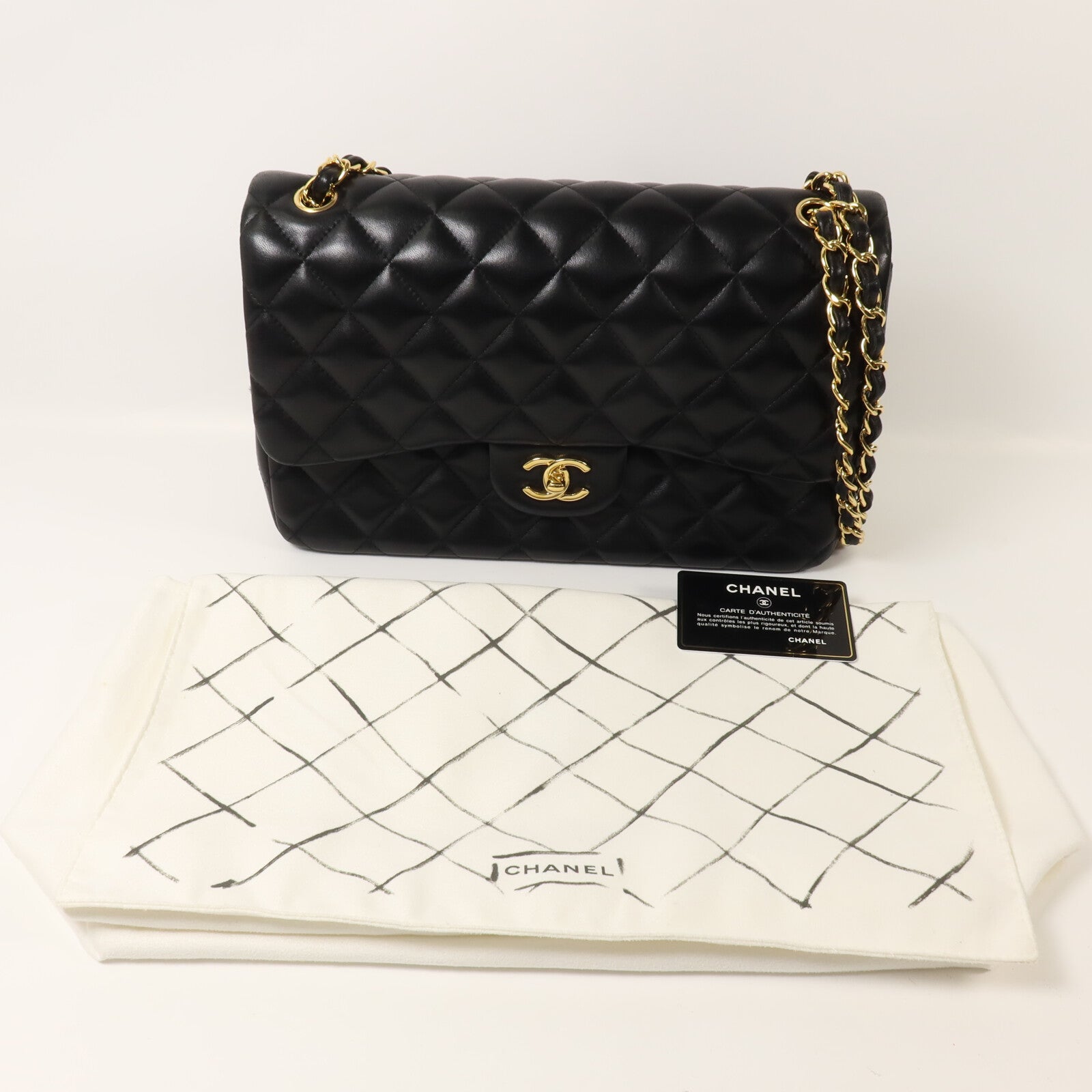 CHANEL 羊皮皮革Large Classic鏈帶肩背袋