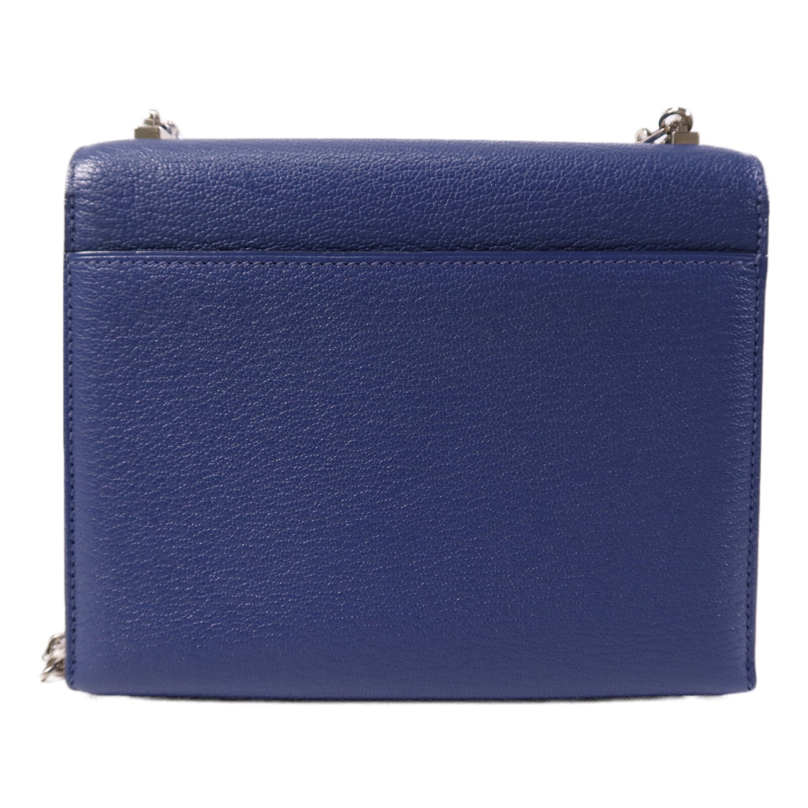 HERMES Chevre皮革Verrou Mini銀扣鏈帶肩背袋Bleu Brighton