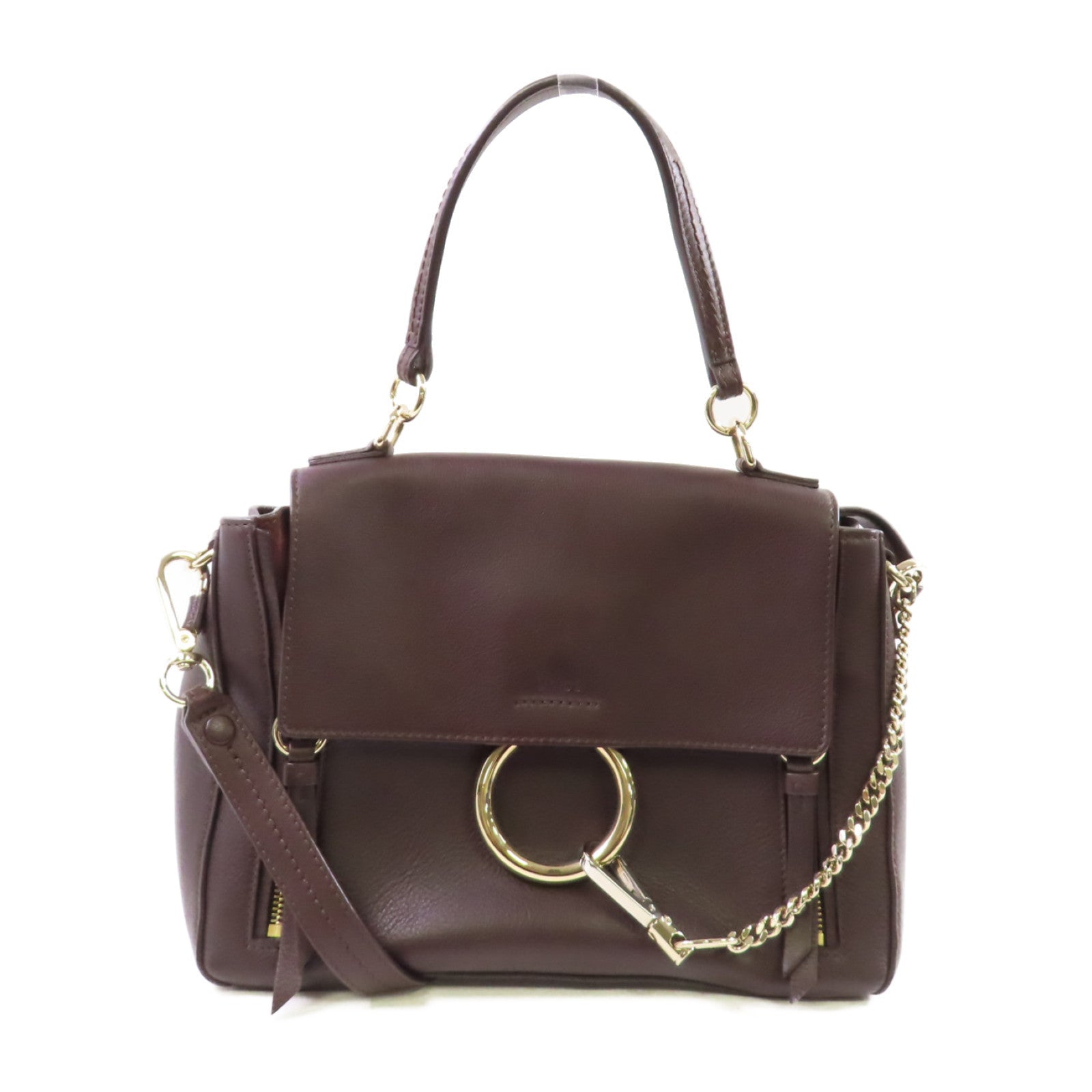 Chloe 牛皮皮革Faye Day 2Way Bag金扣手挽肩背兩用袋啡色