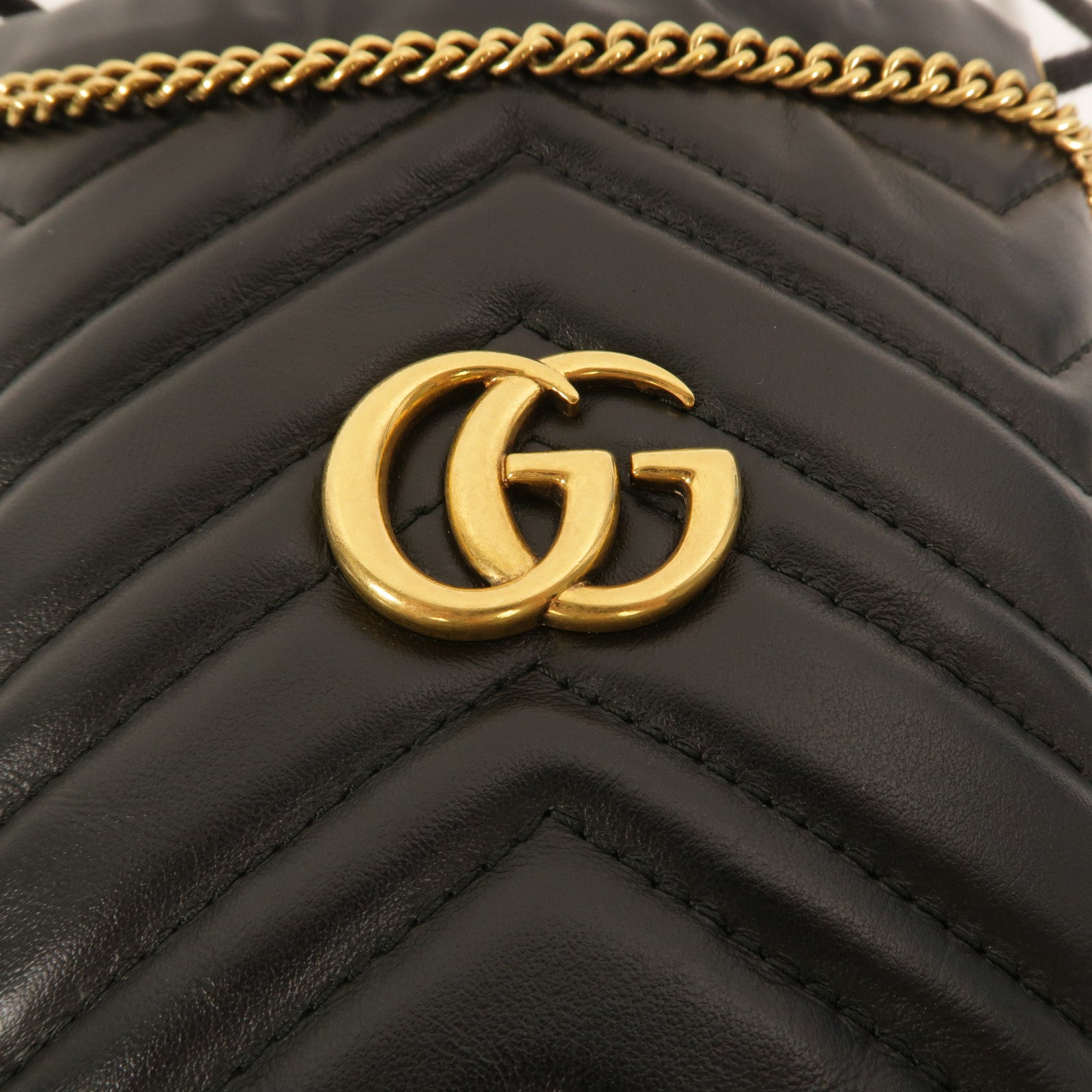 GUCCI 牛皮皮革GG Marmont Bucket鏈帶肩背袋