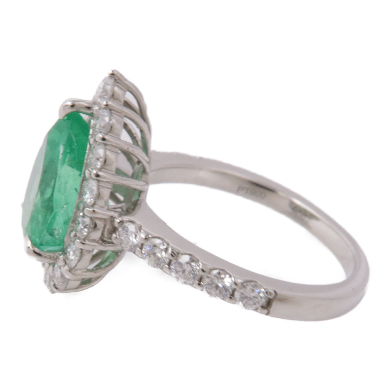JEWELRY PT900鉑金Emerald/Diamond Ring綠寶石/鑽石戒指US#5.5