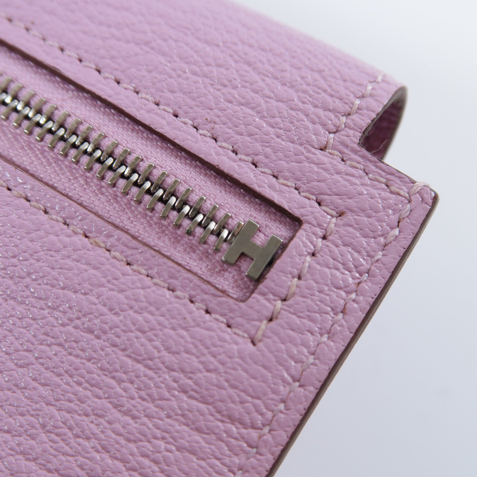 HERMES 【激減優惠】Chevre皮革Kelly Pocket金扣卡片套/零錢包Mauve Sylvestre錦葵紫色