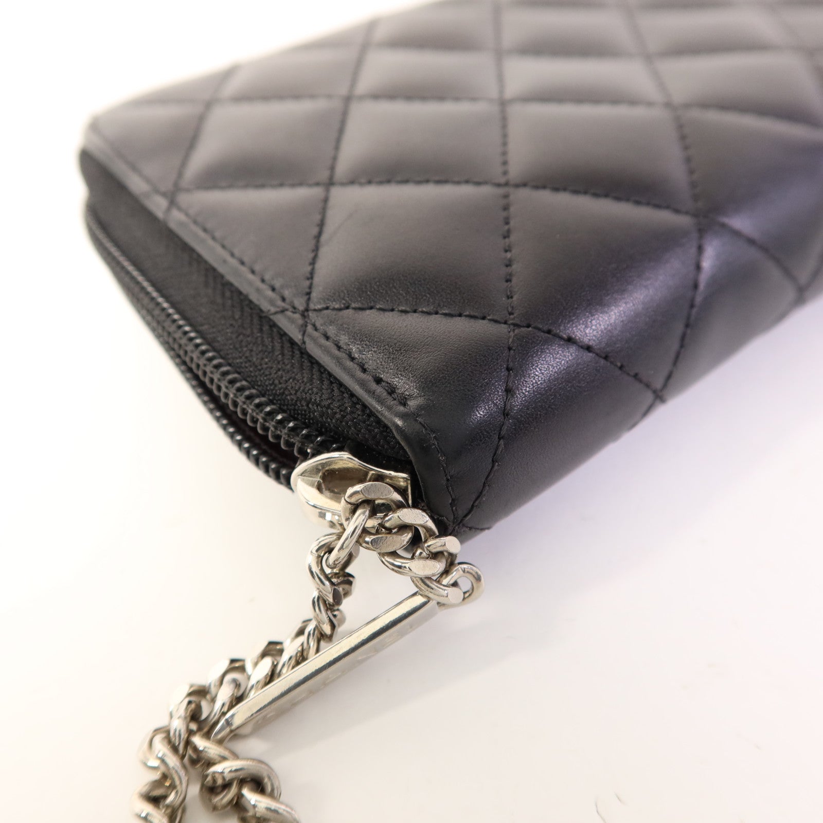 CHANEL 牛皮皮革Cambon Long Round Wallet銀扣長錢包