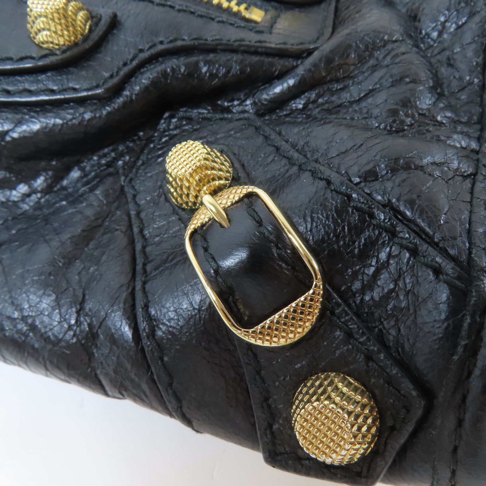 BALENCIAGA 羊皮皮革Mini City金扣手挽肩背兩用袋黑色