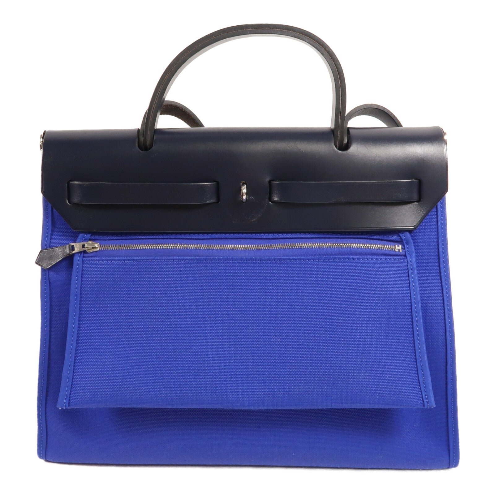 HERMES 帆布Herbag PM手挽肩背兩用袋Blue Eletric