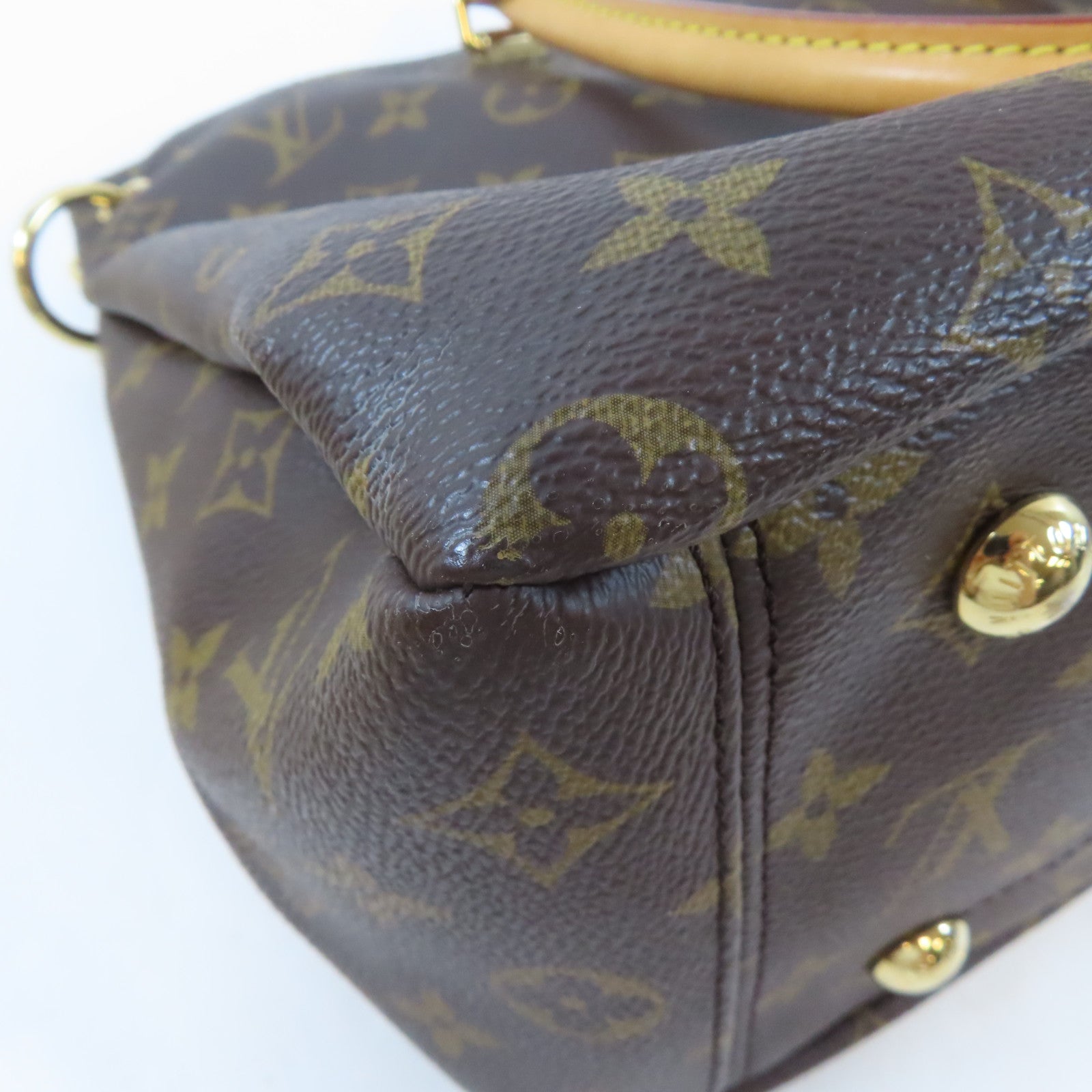 LOUIS VUITTON Monogram Pallas MM金扣手挽肩背兩用袋啡色/紅色
