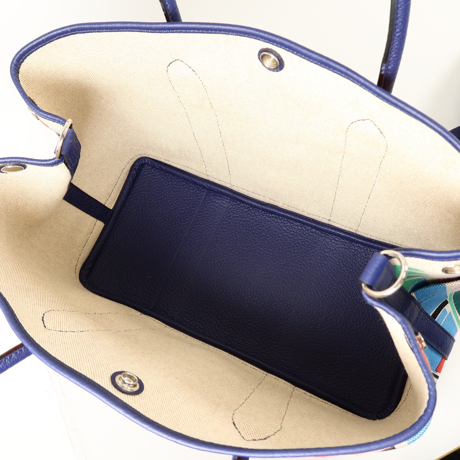 HERMES Canvas/Negonda皮革Garden Party PM Pocket手挽肩背兩用袋Multi Color