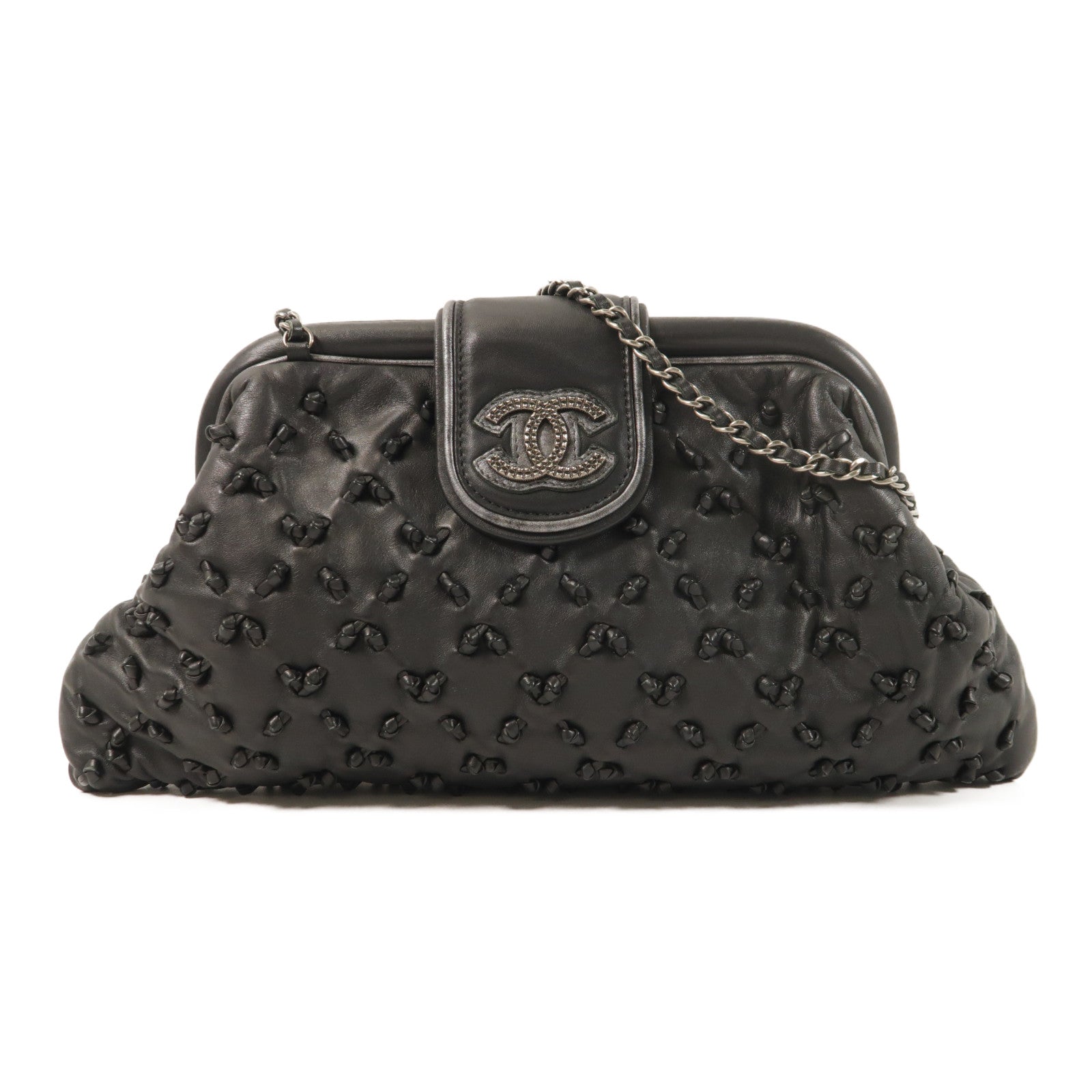 CHANEL 羊皮皮革Chic Knot Clutch Bag鏈帶肩背袋