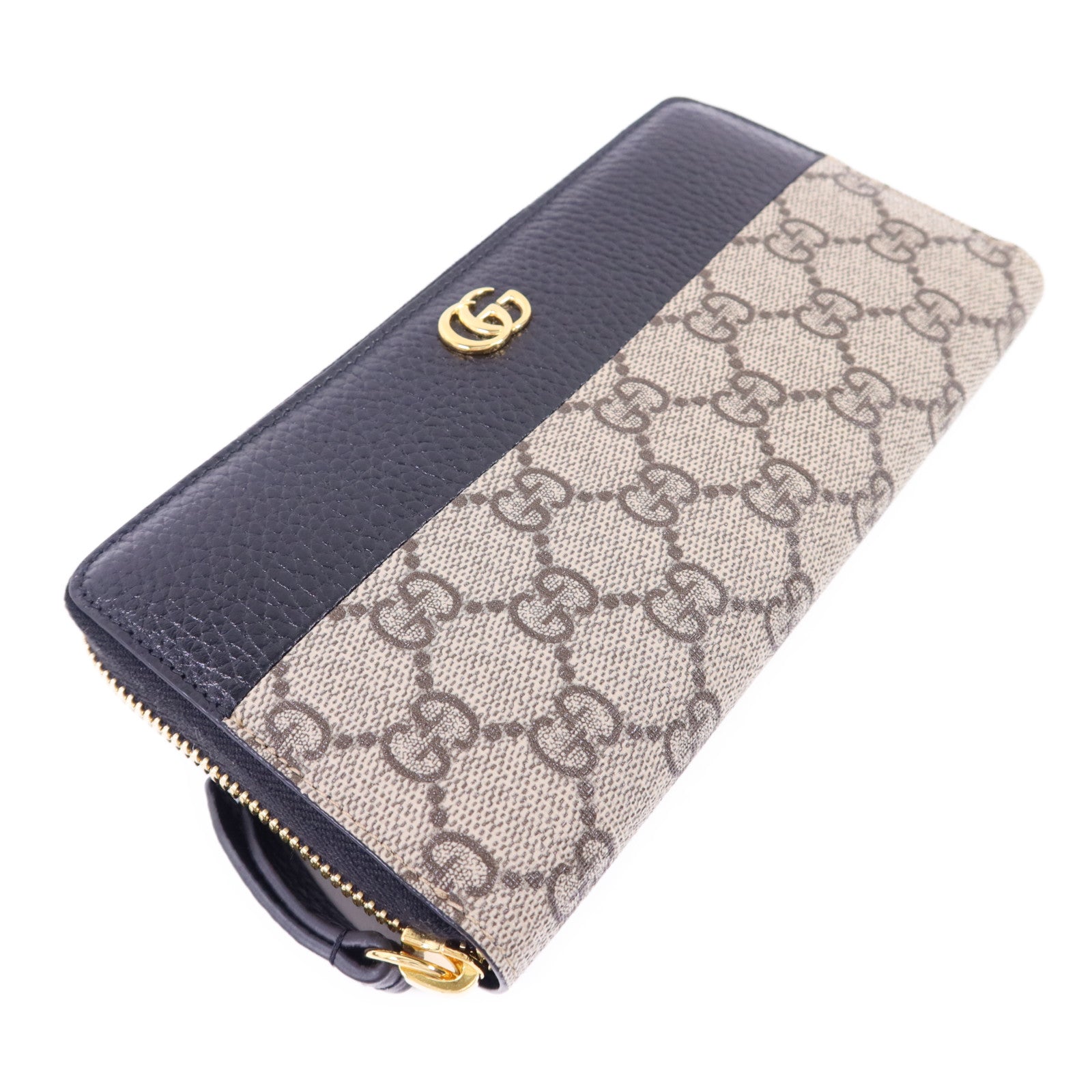 GUCCI 塗層帆布/牛皮皮革GG Marmont Long Wallet金扣長錢包