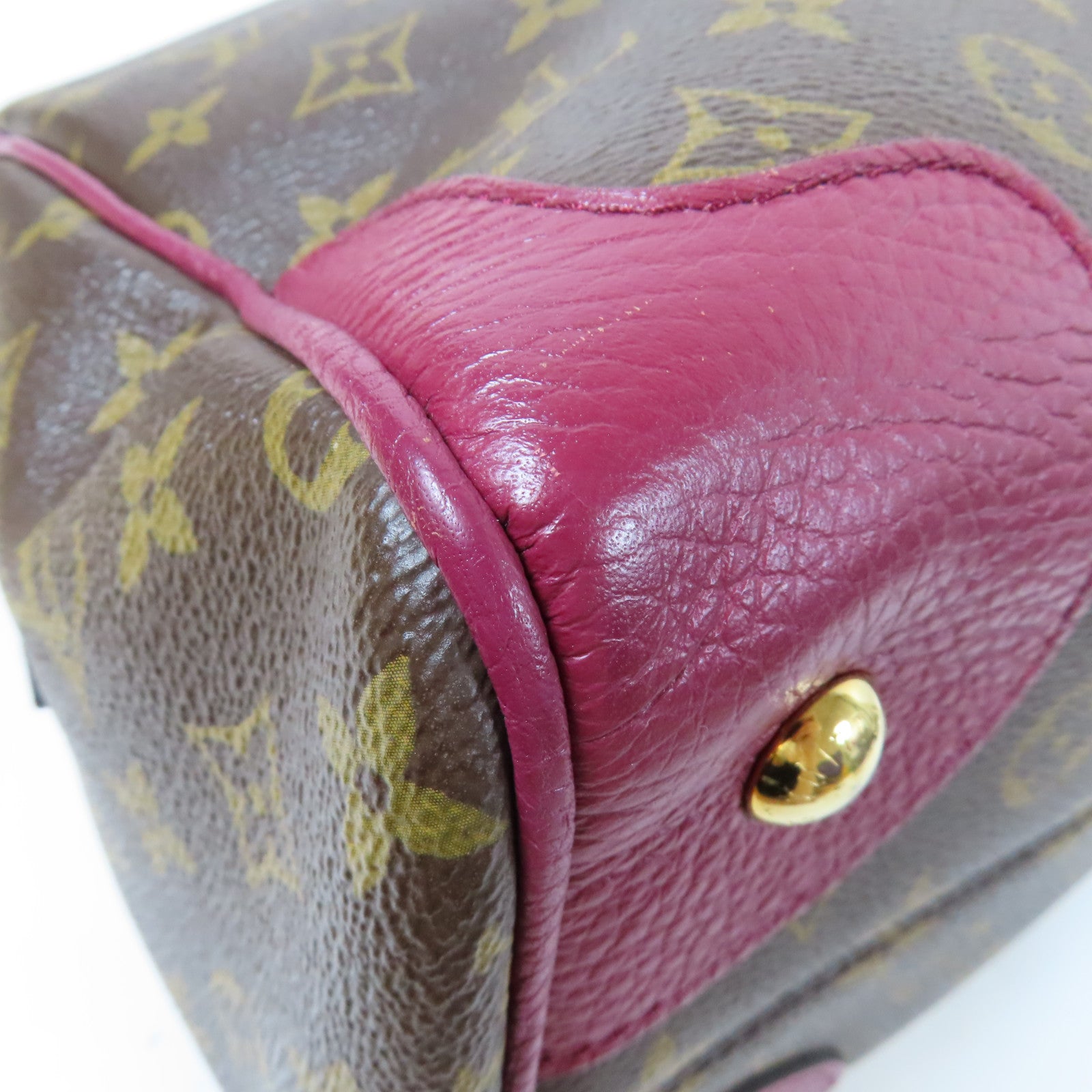 LOUIS VUITTON Monogram Retiro GM金扣手挽肩背兩用袋啡色/紅色