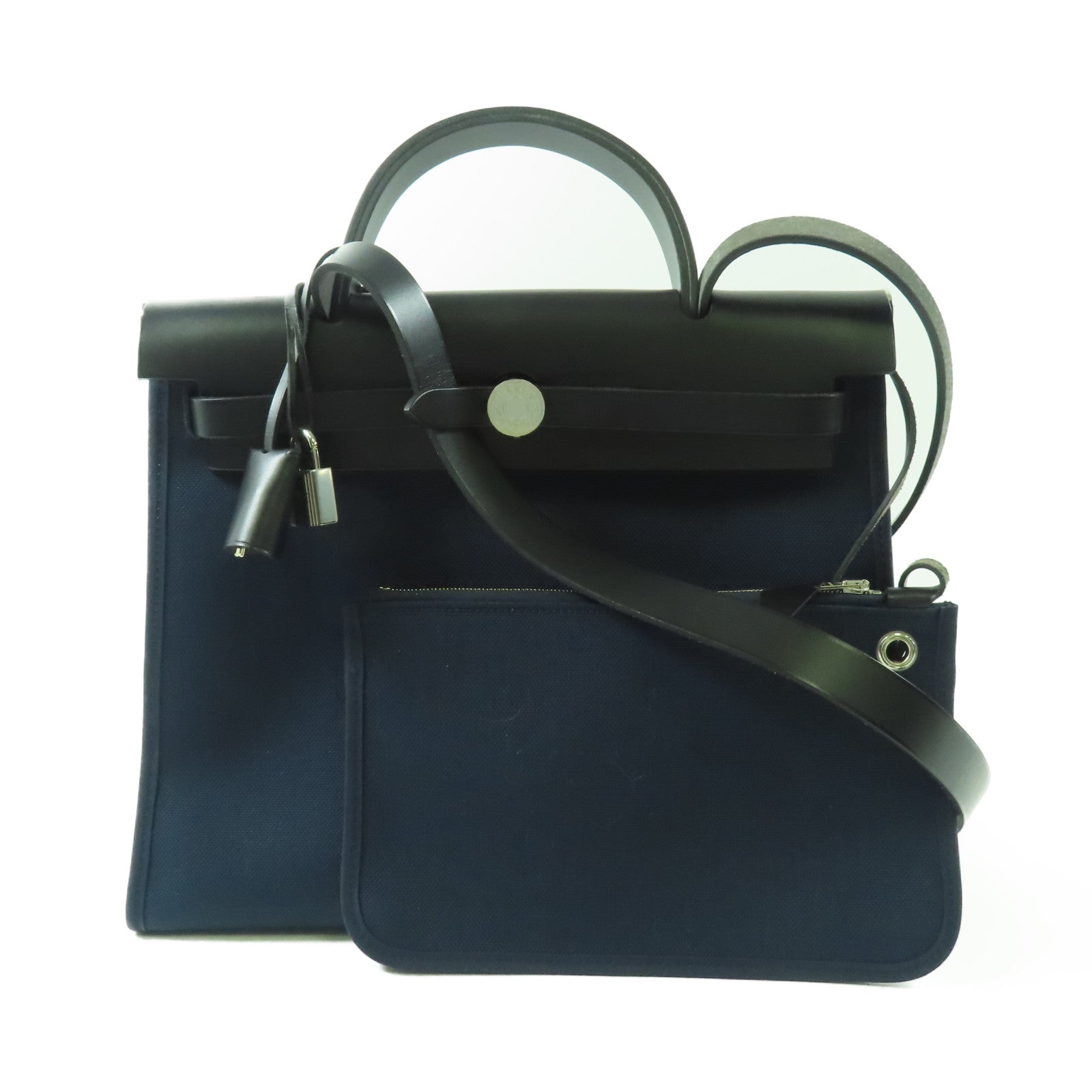 HERMES 帆布Herbag銀扣手挽肩背兩用袋
