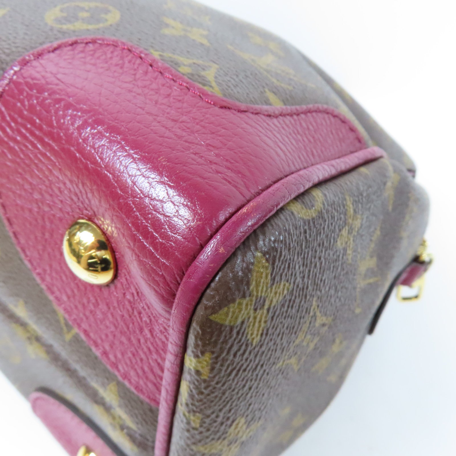 LOUIS VUITTON Monogram Retiro GM金扣手挽肩背兩用袋啡色/紅色