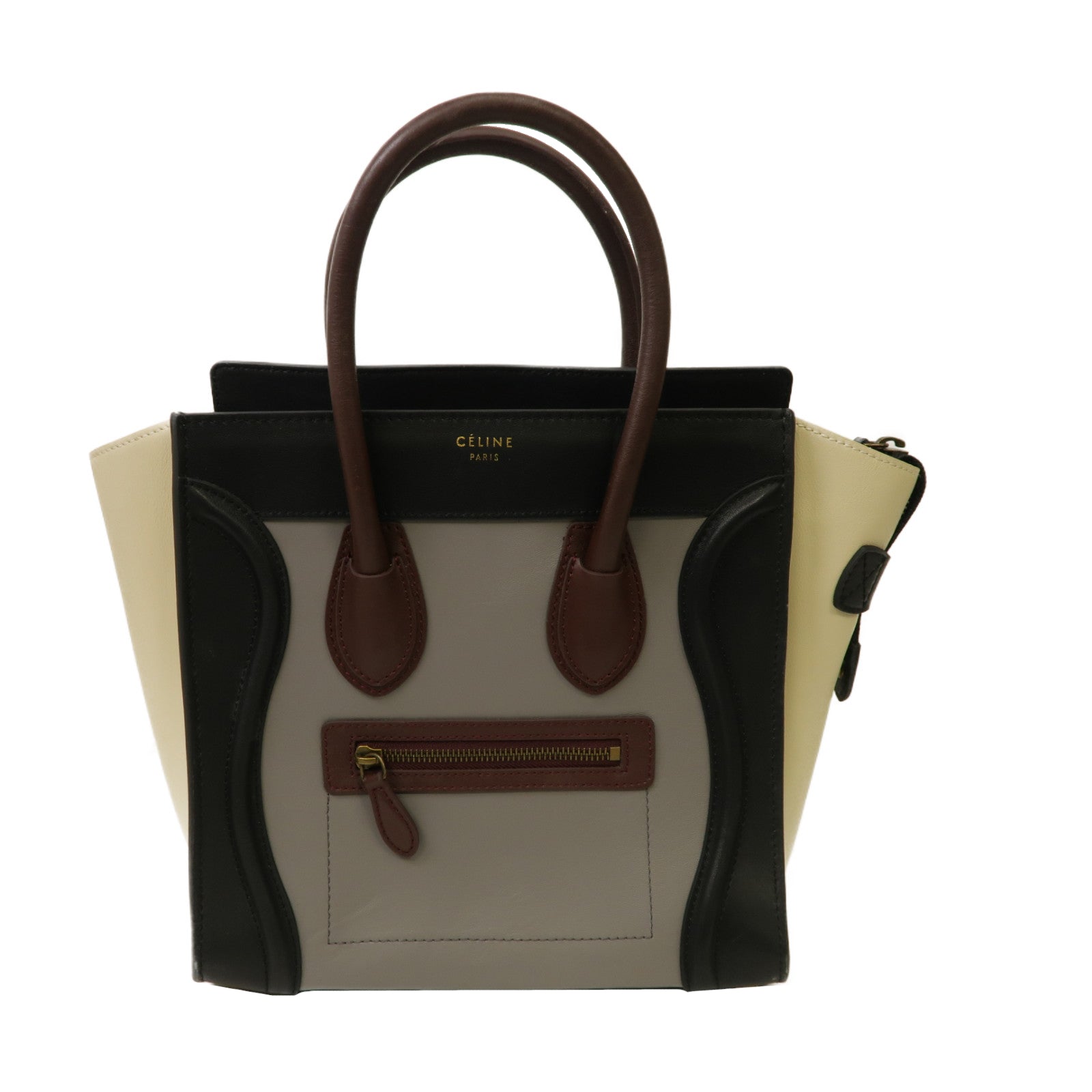 CELINE 【激減優惠】牛皮皮革Micro Luggage金扣手挽袋黑色/米色/灰色
