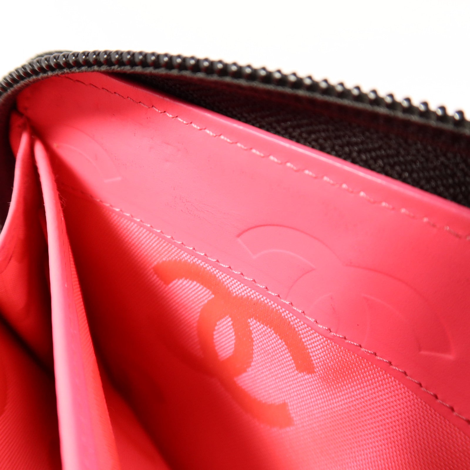 CHANEL 牛皮皮革Cambon Long Round Wallet銀扣長錢包