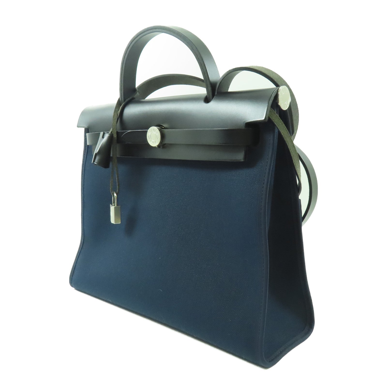HERMES 帆布Herbag銀扣手挽肩背兩用袋