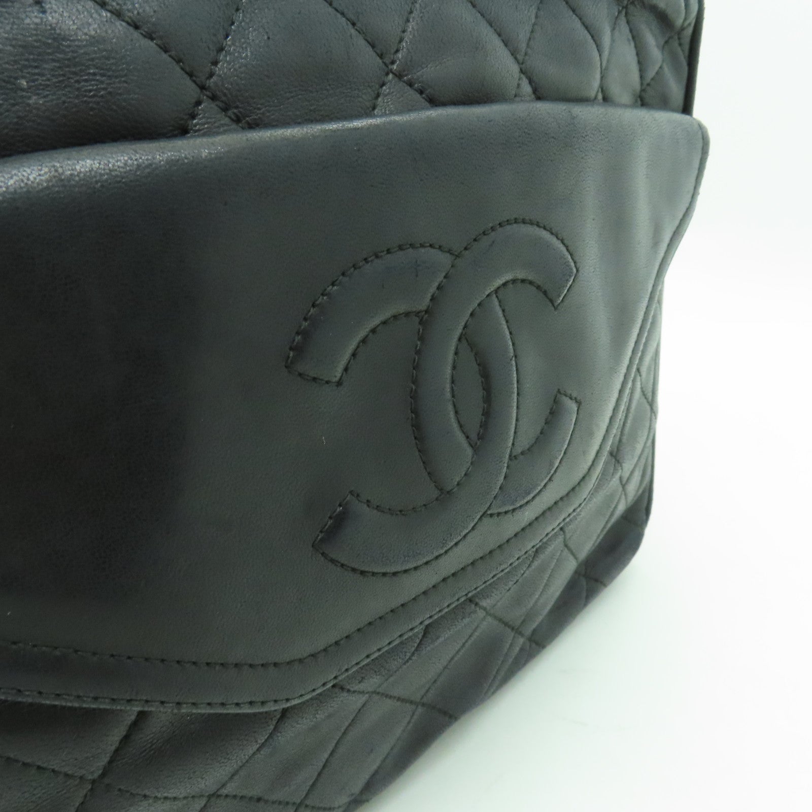 CHANEL 【激減優惠】菱格羊皮皮革Chain Shoulder金扣鏈帶肩背袋黑色
