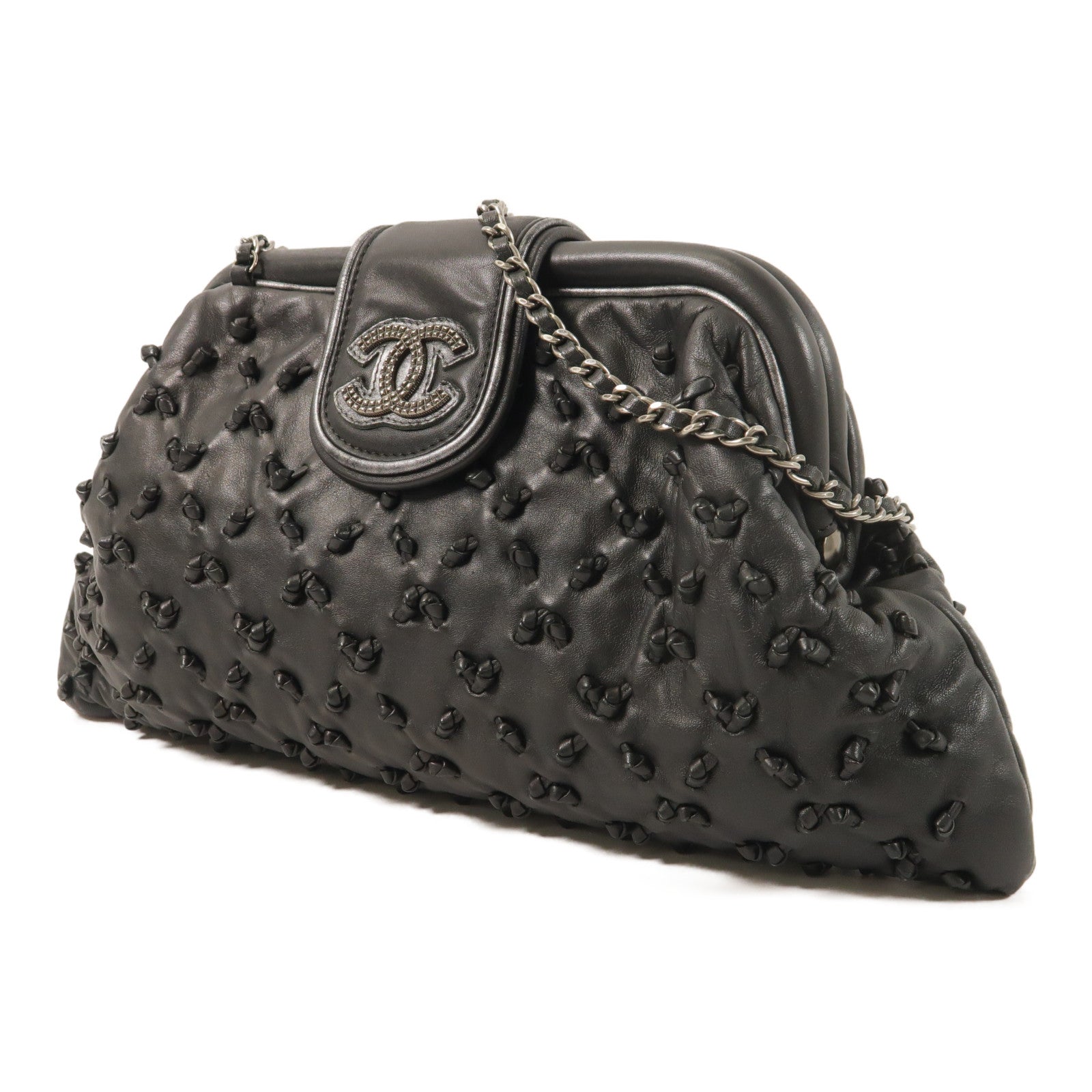 CHANEL 羊皮皮革Chic Knot Clutch Bag鏈帶肩背袋