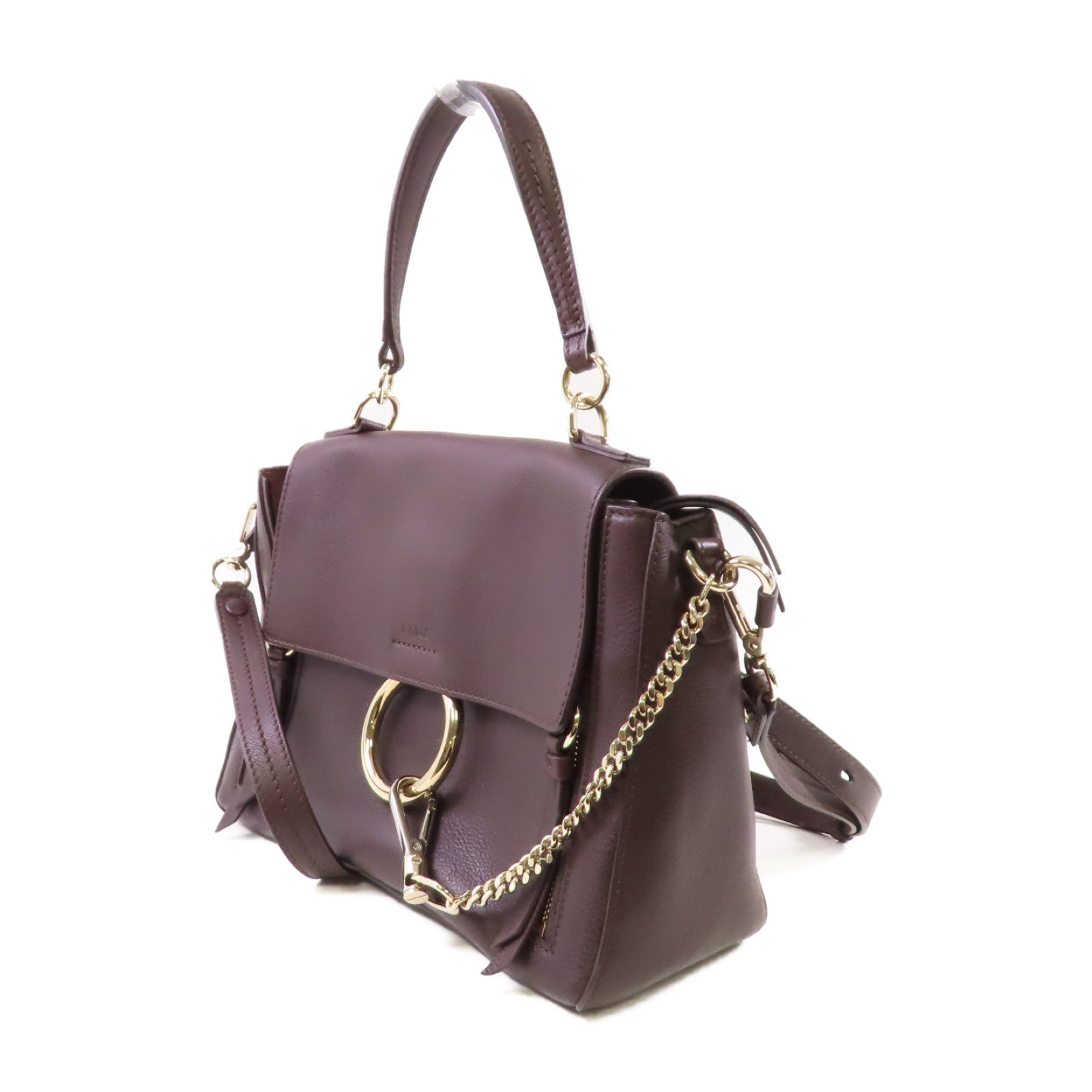 Chloe 牛皮皮革Faye Day 2Way Bag金扣手挽肩背兩用袋啡色