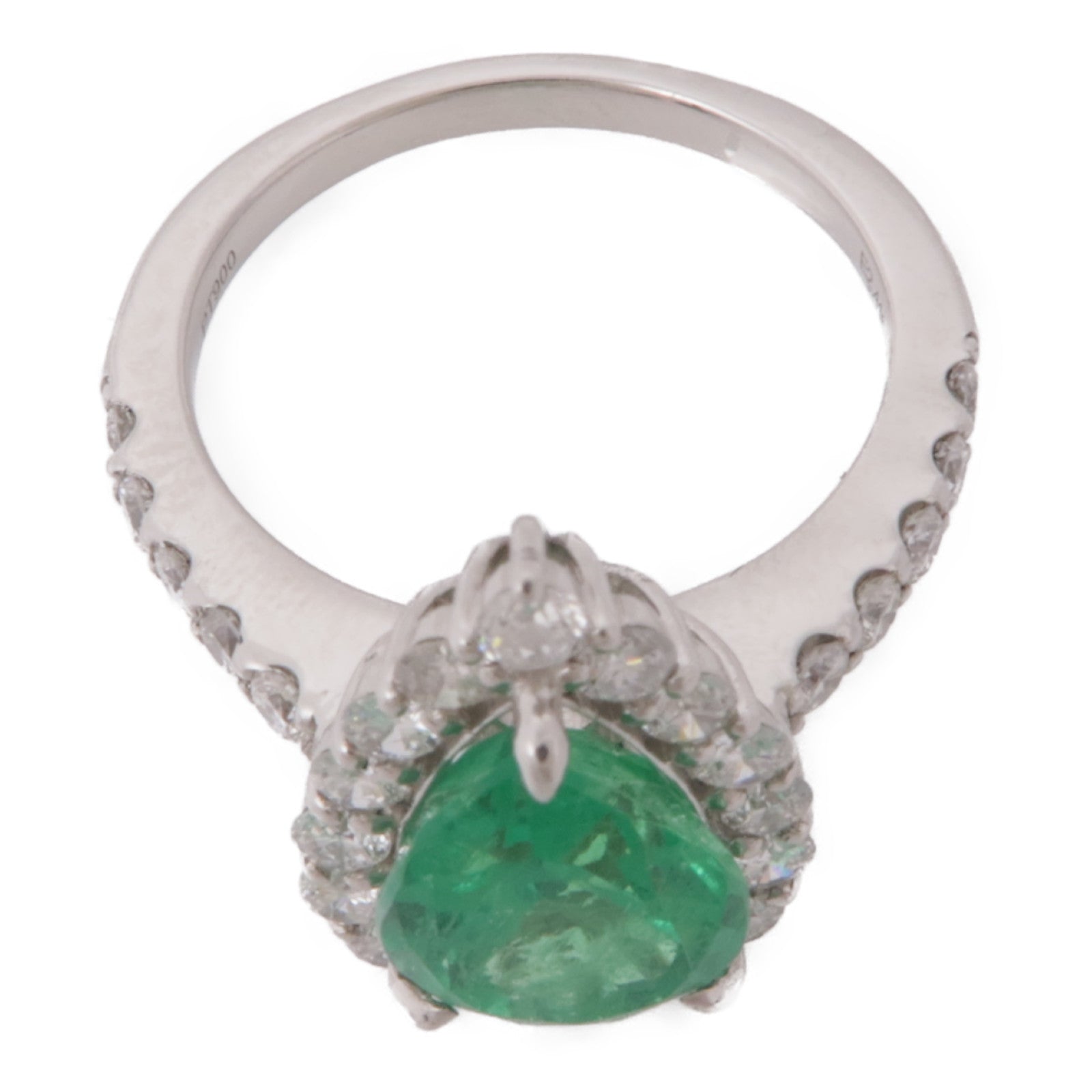 JEWELRY PT900鉑金Emerald/Diamond Ring綠寶石/鑽石戒指US#5.5