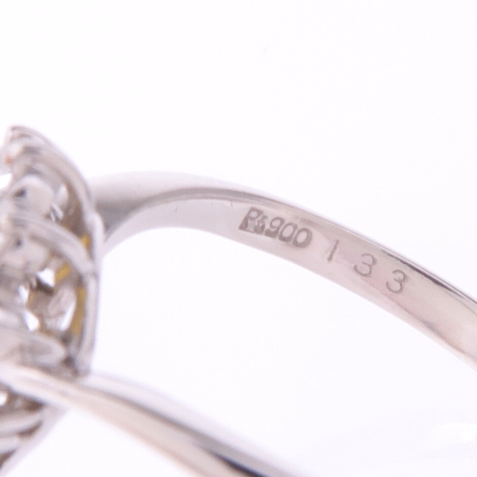 JEWELRY PT900鉑金Yellow Sapphire Diamond Ring黃色藍寶石/鑽石戒指US#8