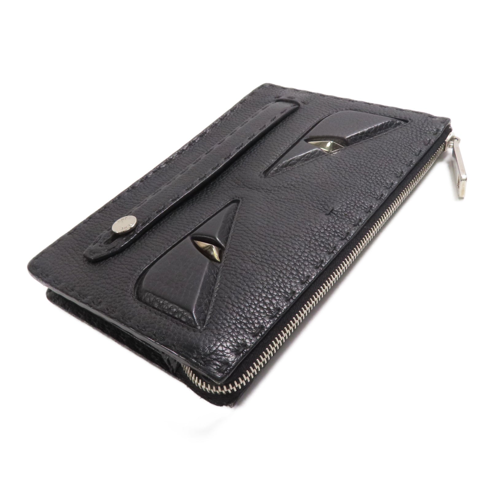 FENDI 牛皮皮革Eye Monster銀扣手拿包