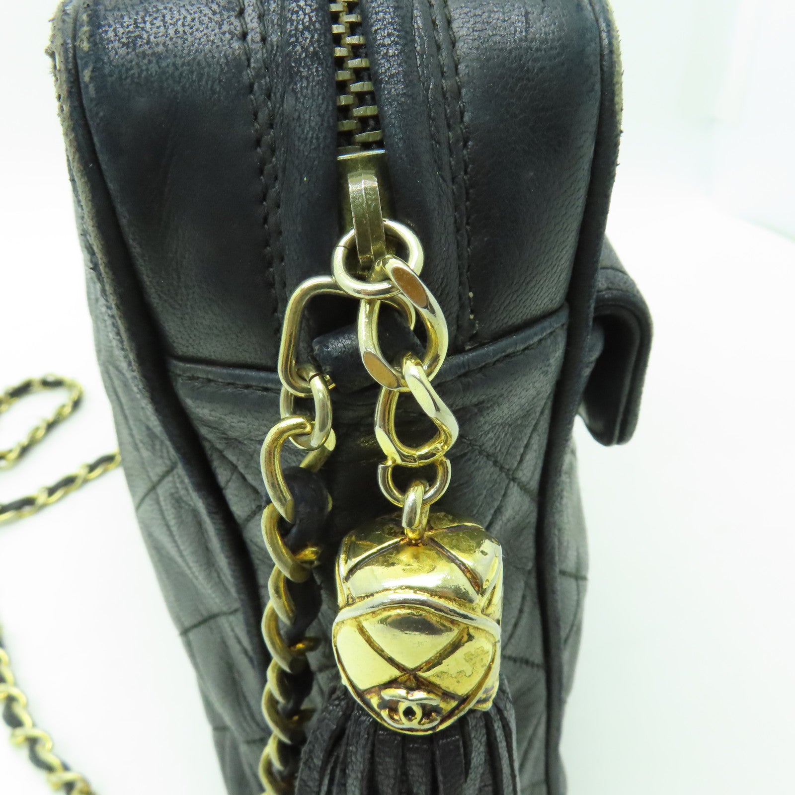 CHANEL 【激減優惠】菱格羊皮皮革Chain Shoulder金扣鏈帶肩背袋黑色