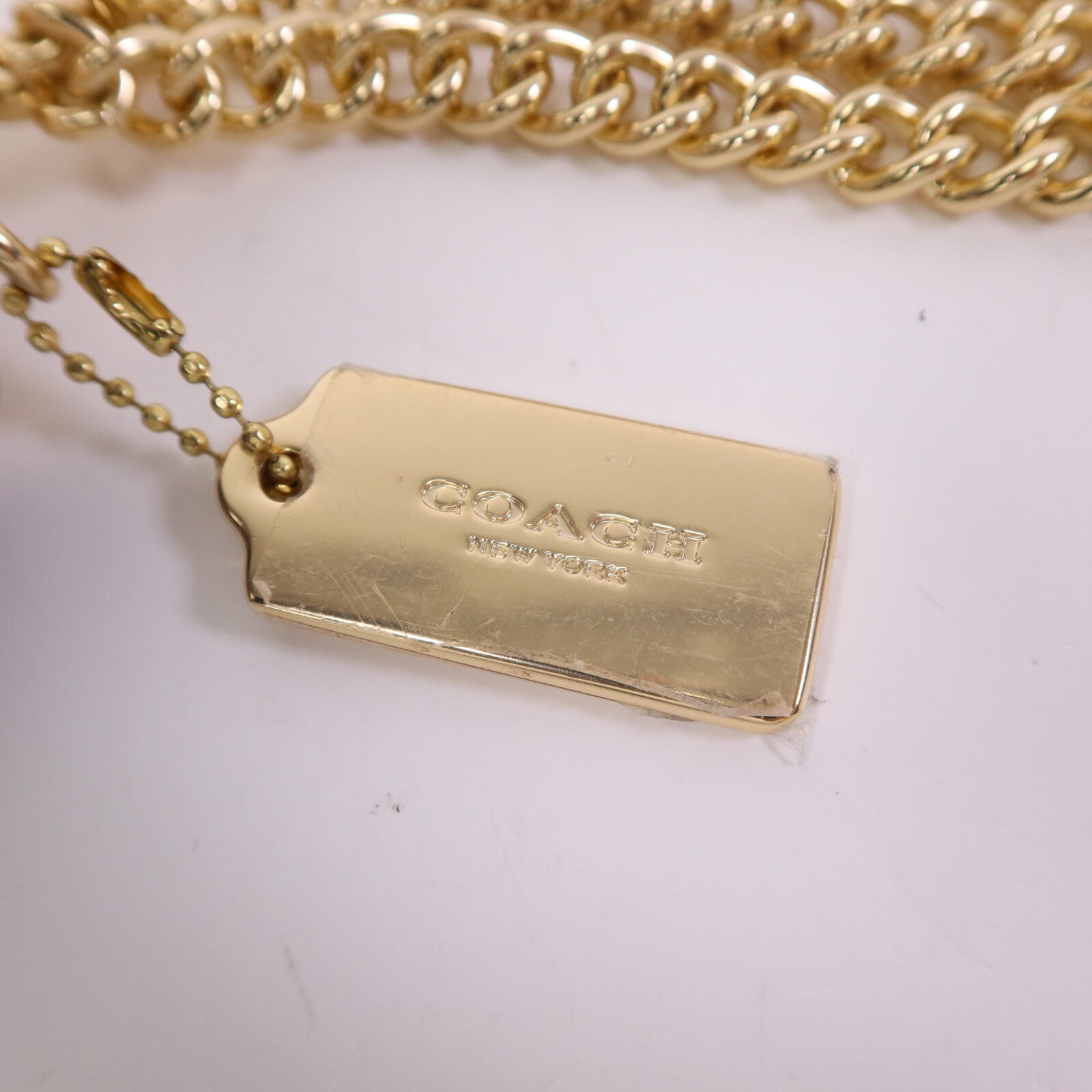 COACH 牛皮皮革Shoulder Bag金扣鏈帶肩背袋