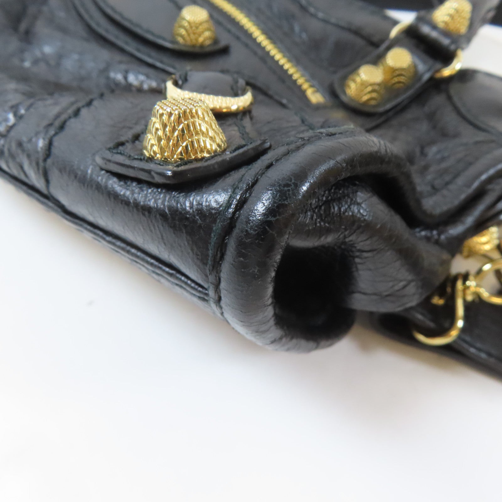 BALENCIAGA 羊皮皮革Mini City金扣手挽肩背兩用袋黑色