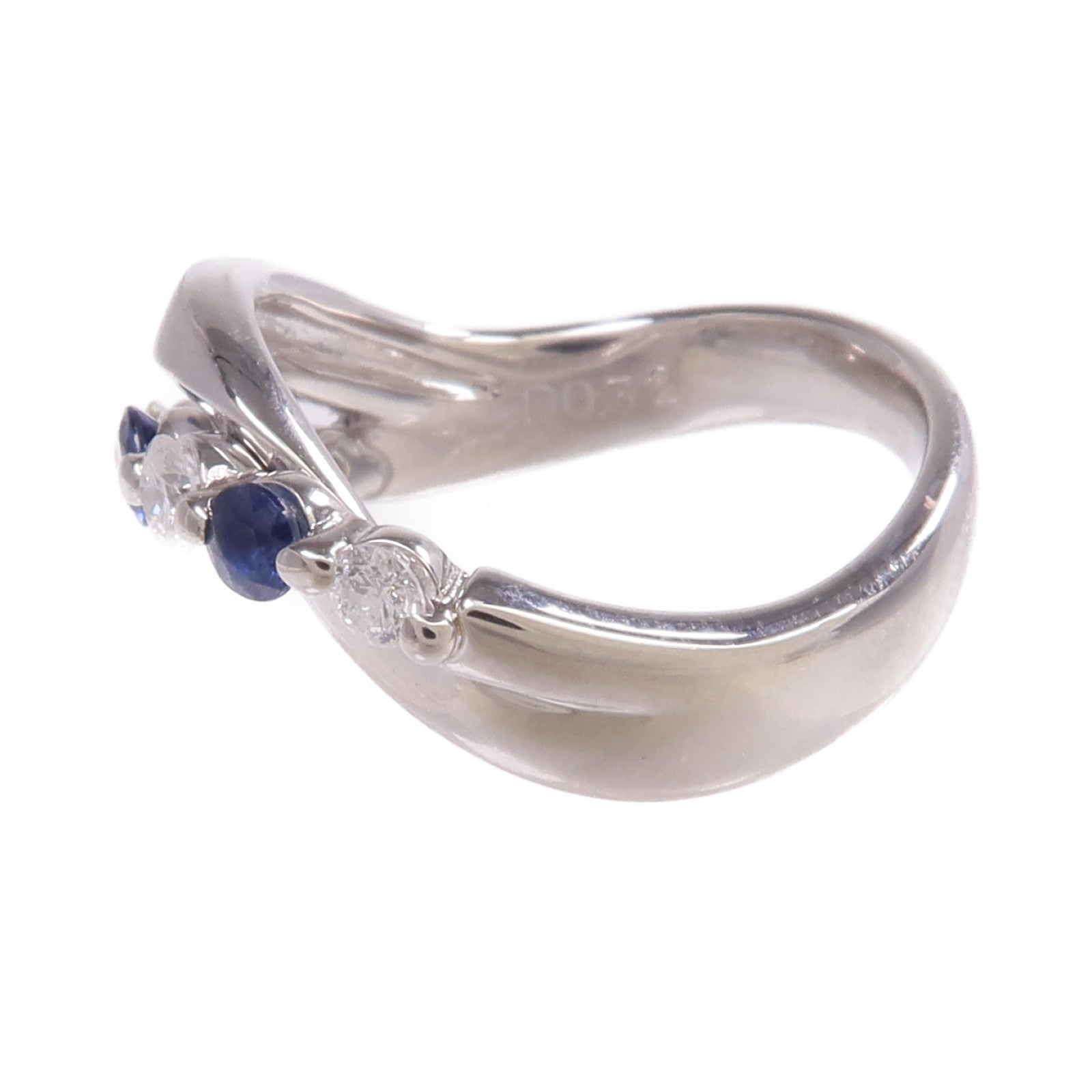 JEWELRY 【激減優惠】PT900鉑金Sapphire Diamond Ring藍寶石/鑽石戒指US#6