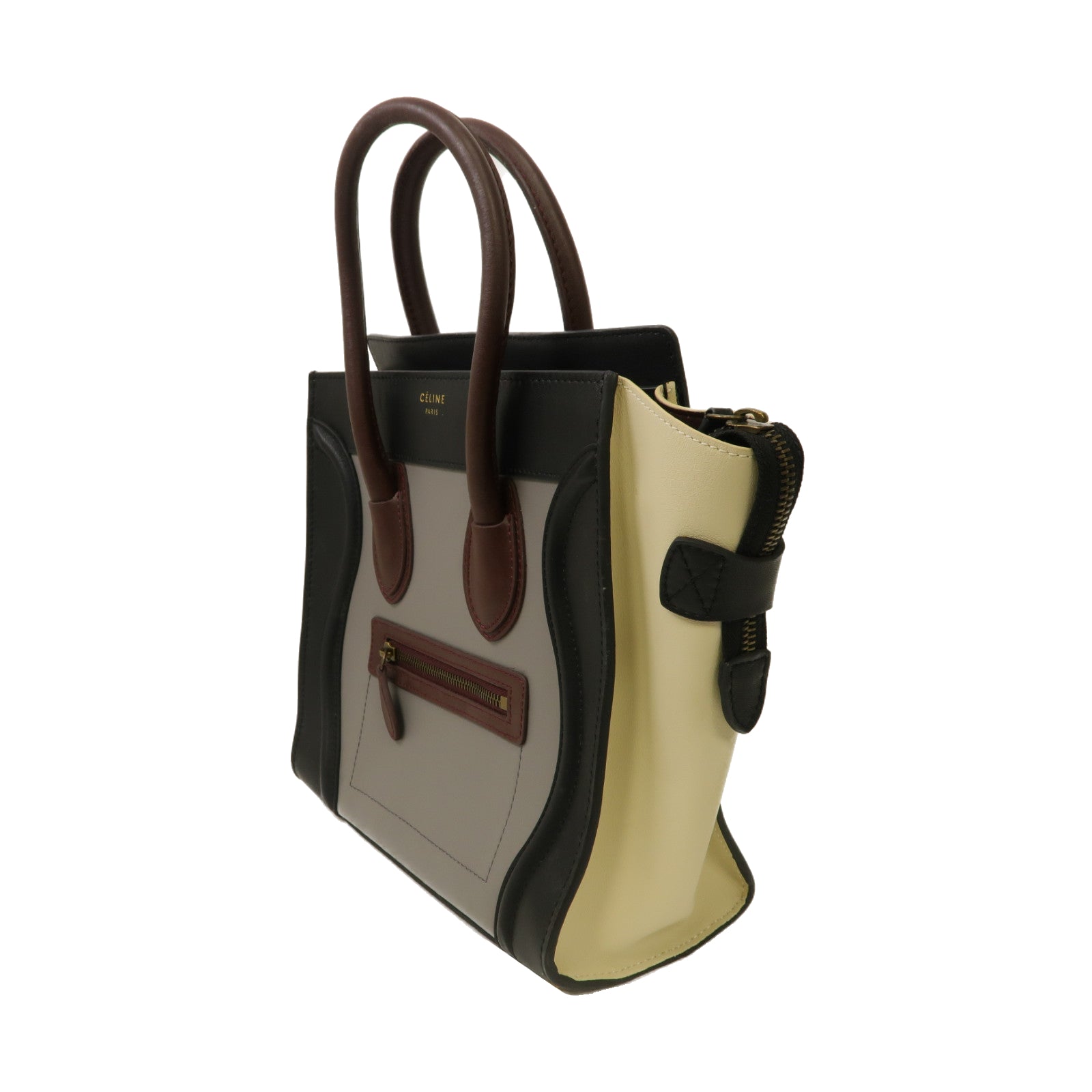 CELINE 【激減優惠】牛皮皮革Micro Luggage金扣手挽袋黑色/米色/灰色
