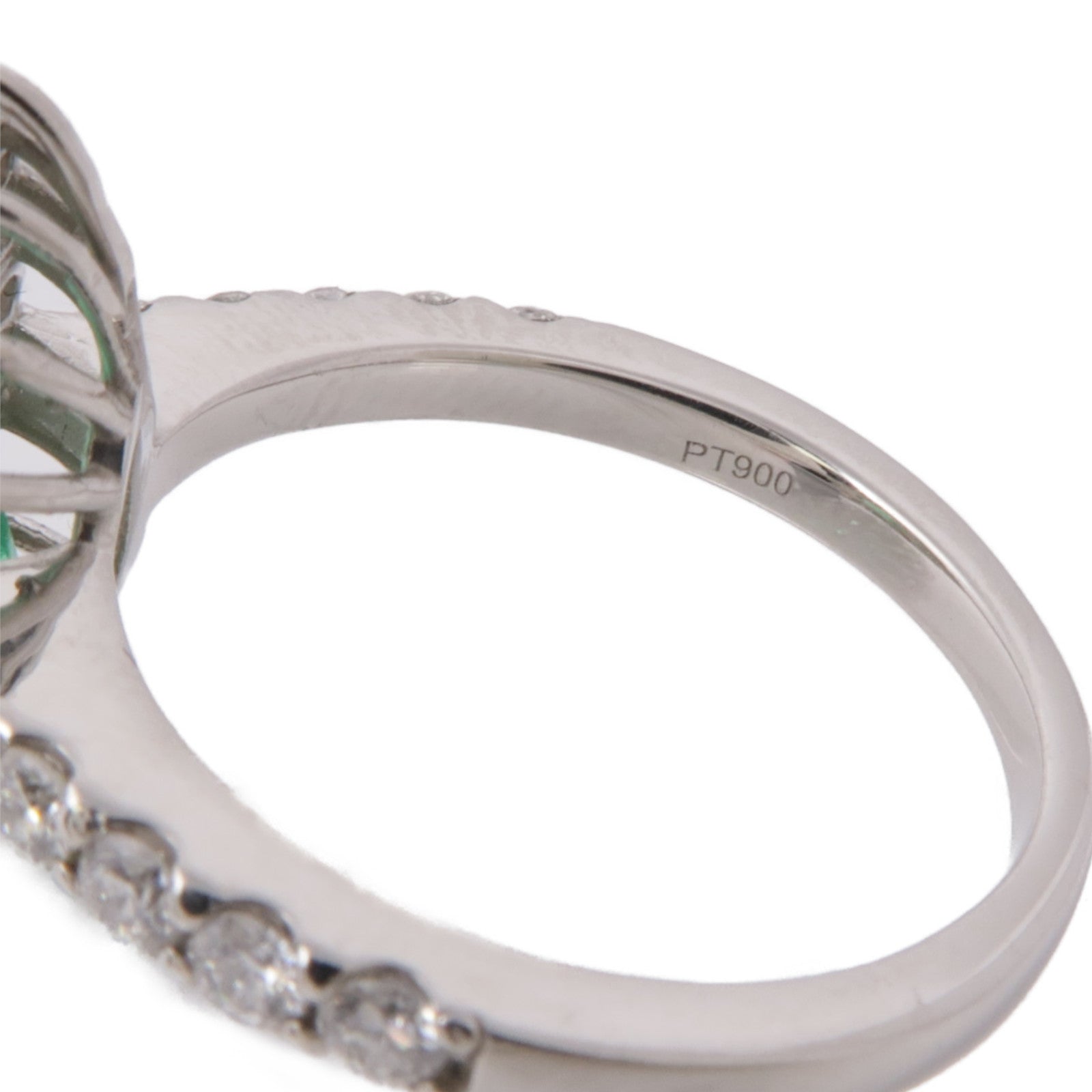 JEWELRY PT900鉑金Emerald/Diamond Ring綠寶石/鑽石戒指US#5.5
