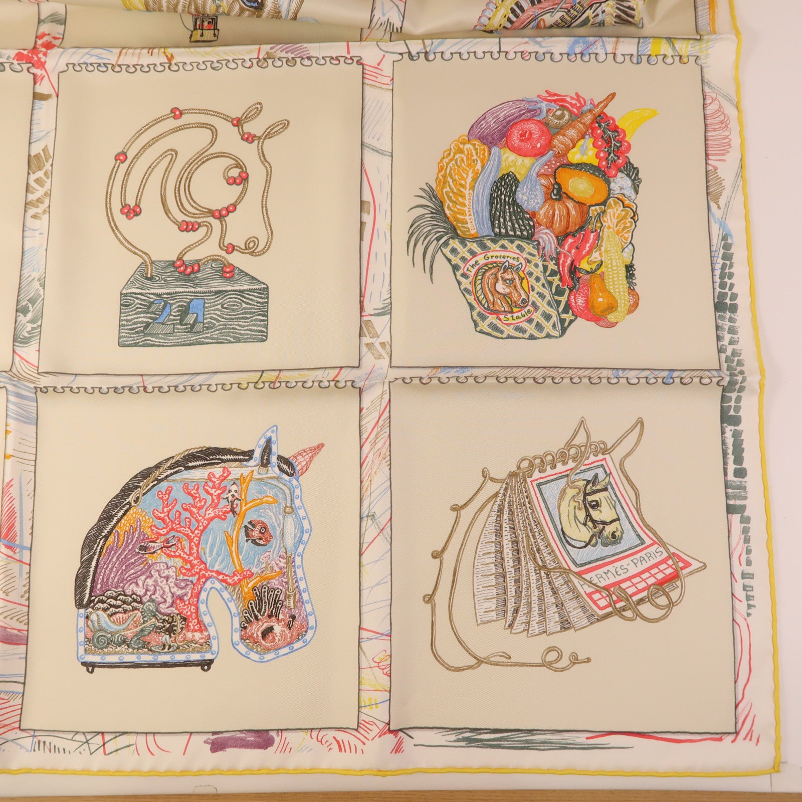 HERMES Scarf 90X90 Silk Multicolored