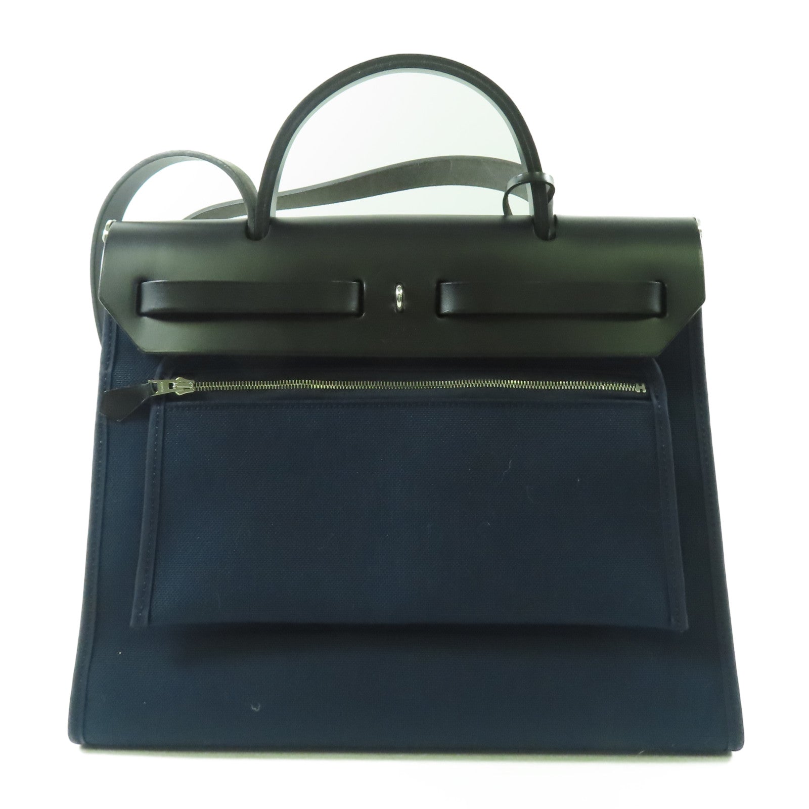 HERMES 帆布Herbag銀扣手挽肩背兩用袋