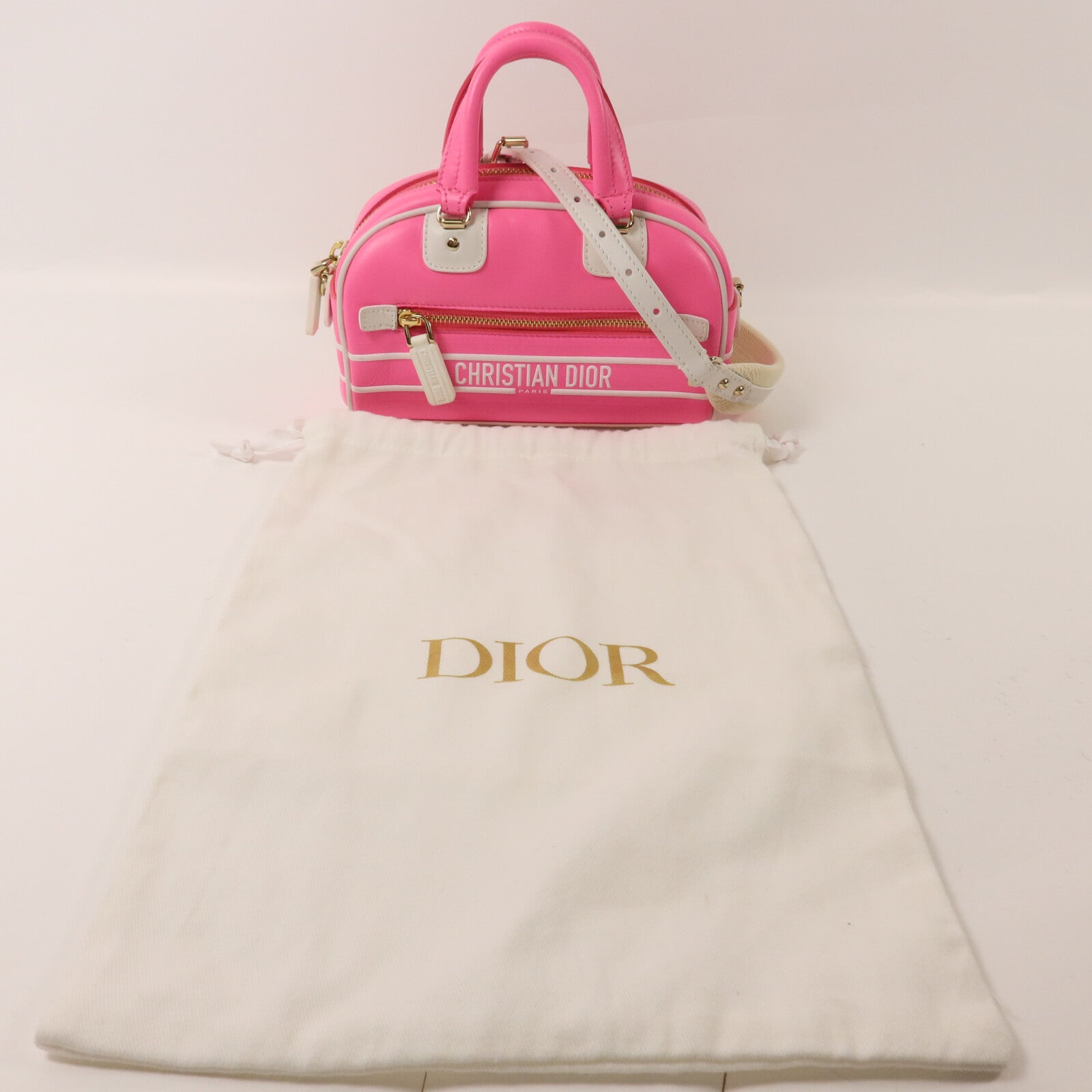 Dior 牛皮皮革/Rubber Micro Vibe Zip Bowling手挽肩背兩用袋