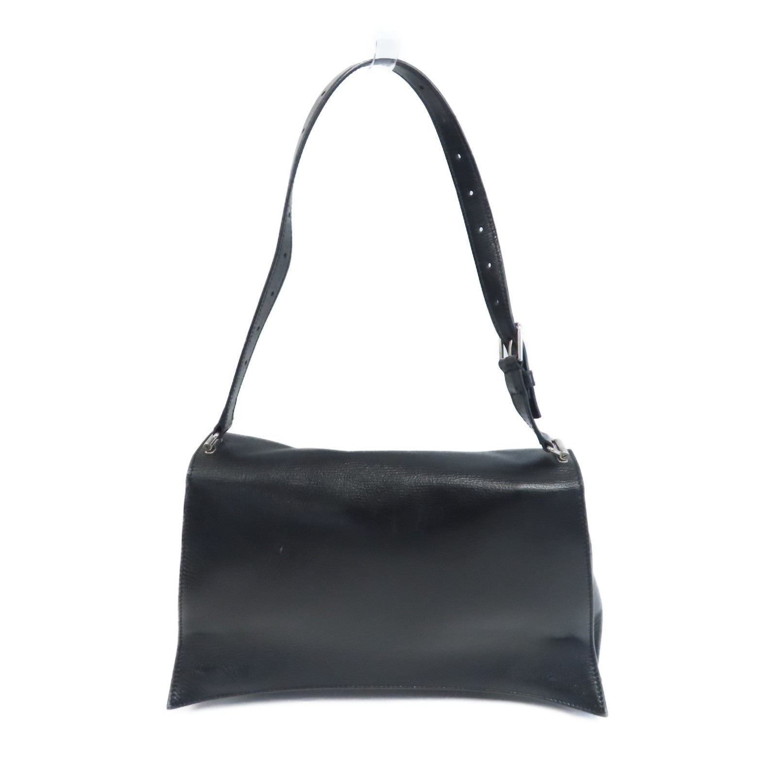 BALENCIAGA 羊皮皮革Crush銀扣肩背袋黑色